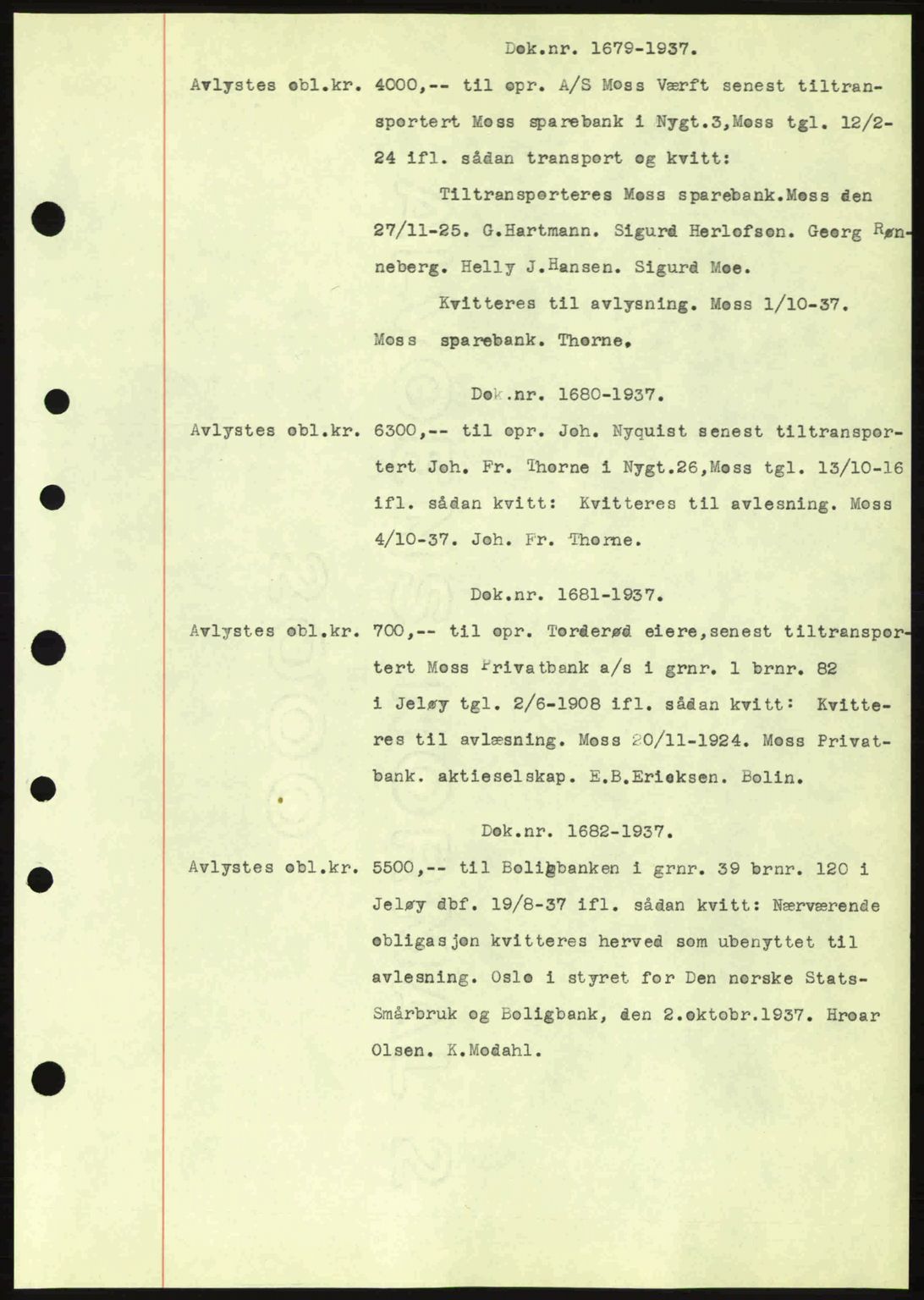 Moss sorenskriveri, SAO/A-10168: Pantebok nr. B4, 1937-1938, Dagboknr: 1679/1937