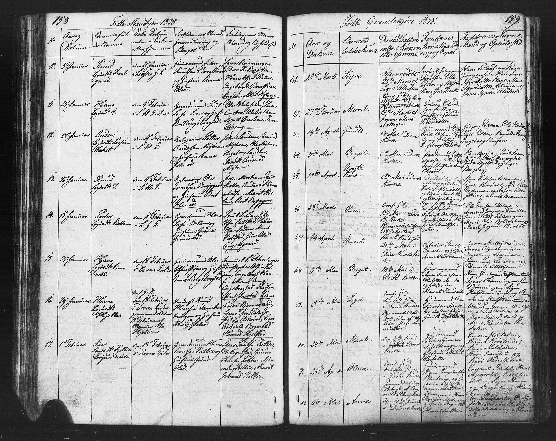 Lesja prestekontor, AV/SAH-PREST-068/H/Ha/Hab/L0002: Klokkerbok nr. 2, 1832-1850, s. 158-159