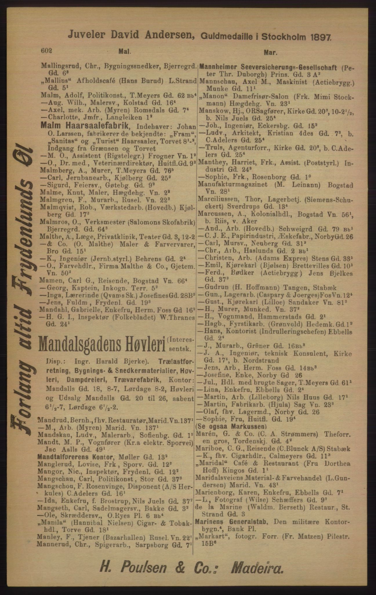 Kristiania/Oslo adressebok, PUBL/-, 1905, s. 602