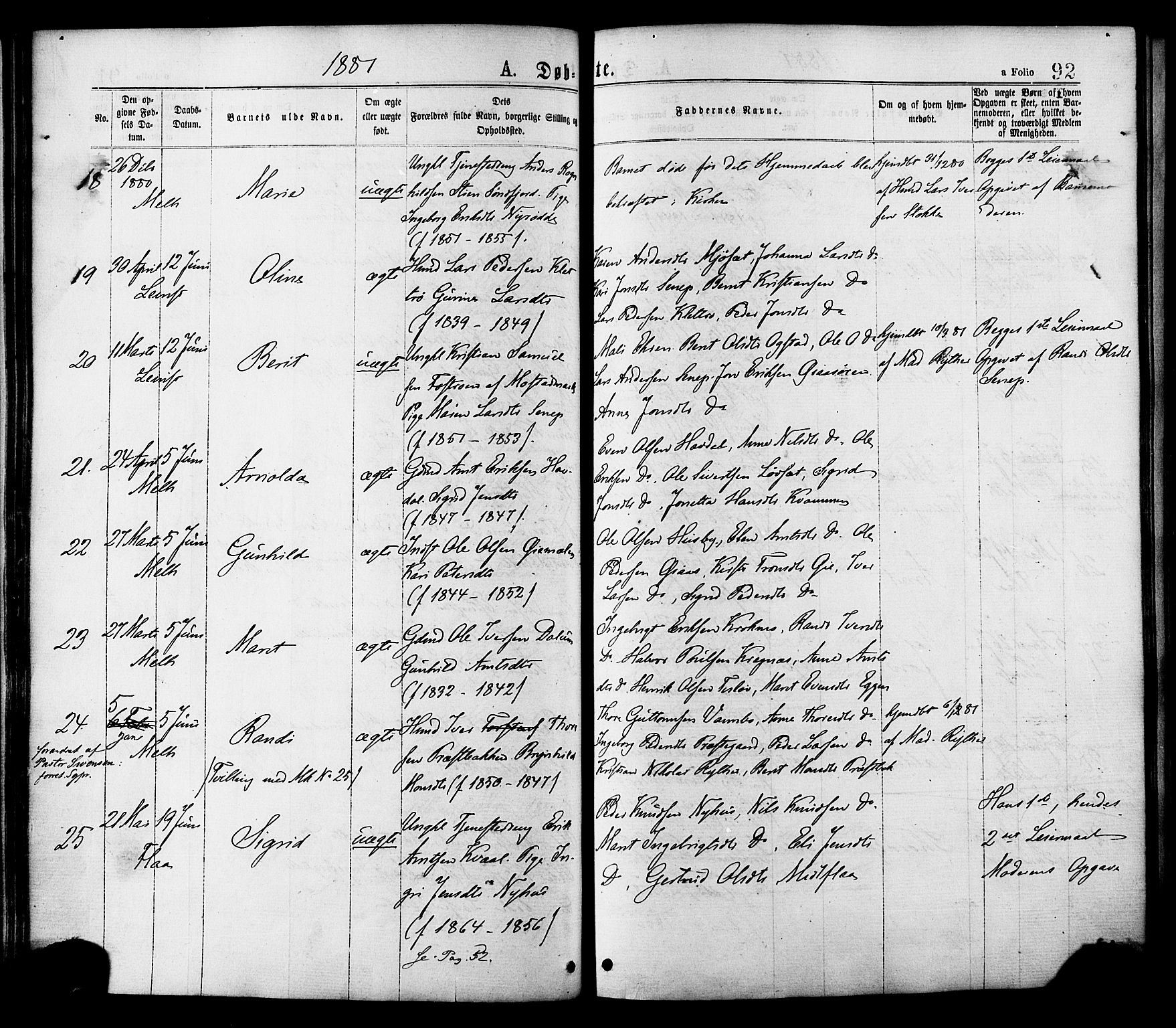 Ministerialprotokoller, klokkerbøker og fødselsregistre - Sør-Trøndelag, SAT/A-1456/691/L1079: Ministerialbok nr. 691A11, 1873-1886, s. 92