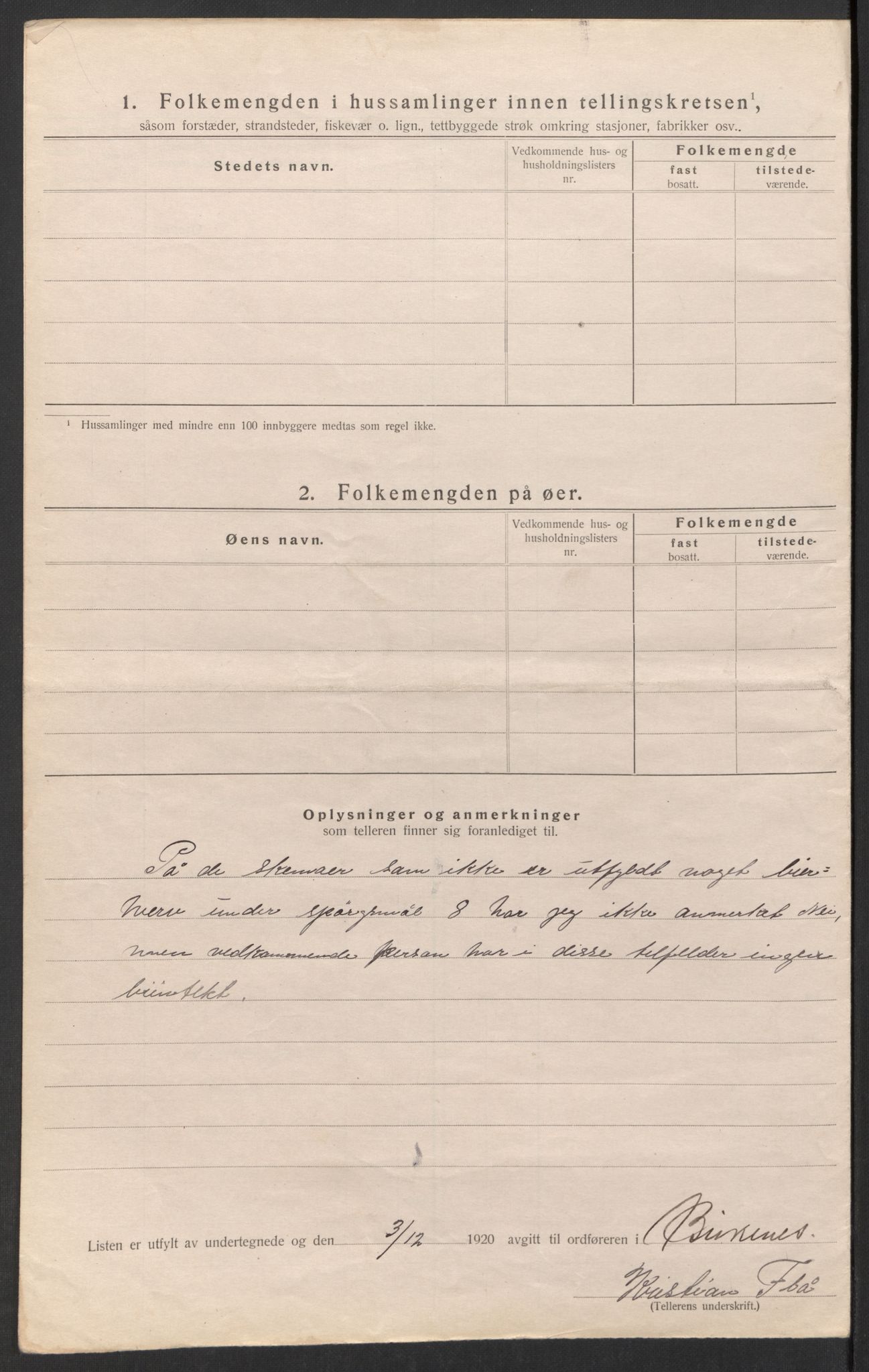SAK, Folketelling 1920 for 0928 Birkenes herred, 1920, s. 12