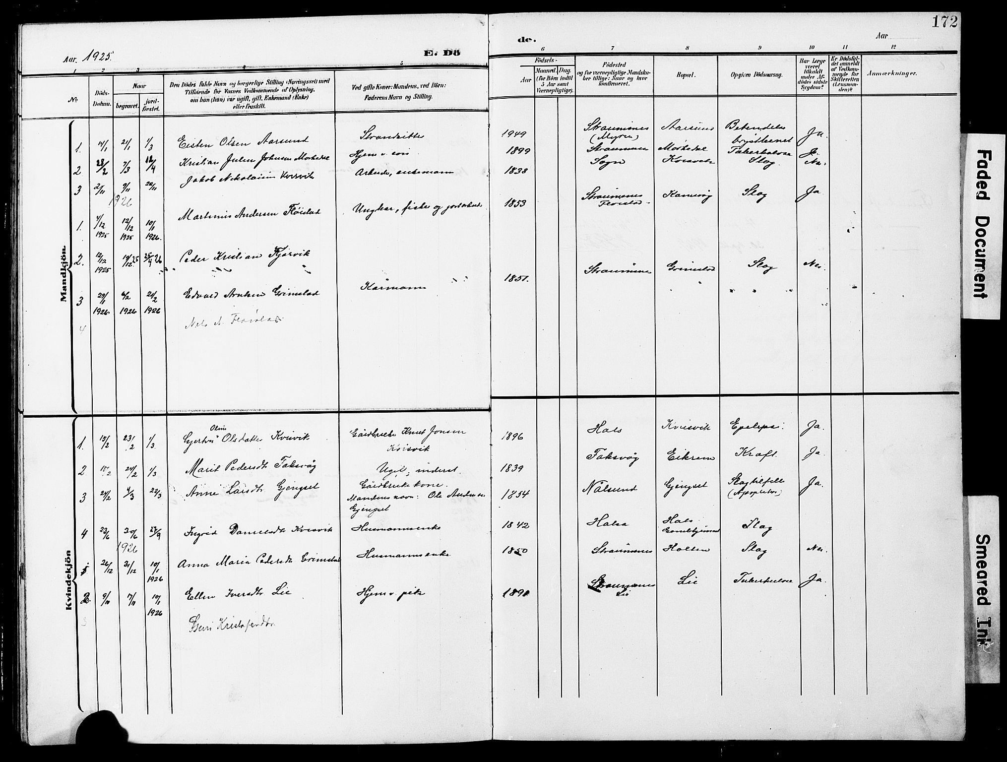 Ministerialprotokoller, klokkerbøker og fødselsregistre - Møre og Romsdal, SAT/A-1454/587/L1001: Klokkerbok nr. 587C01, 1906-1927, s. 172