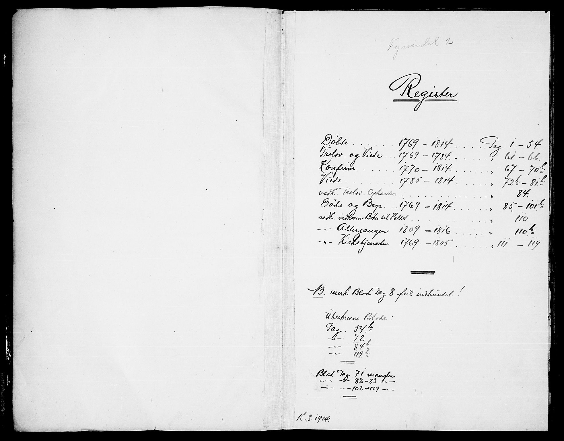 Fyresdal kirkebøker, SAKO/A-263/F/Fa/L0002: Ministerialbok nr. I 2, 1769-1814