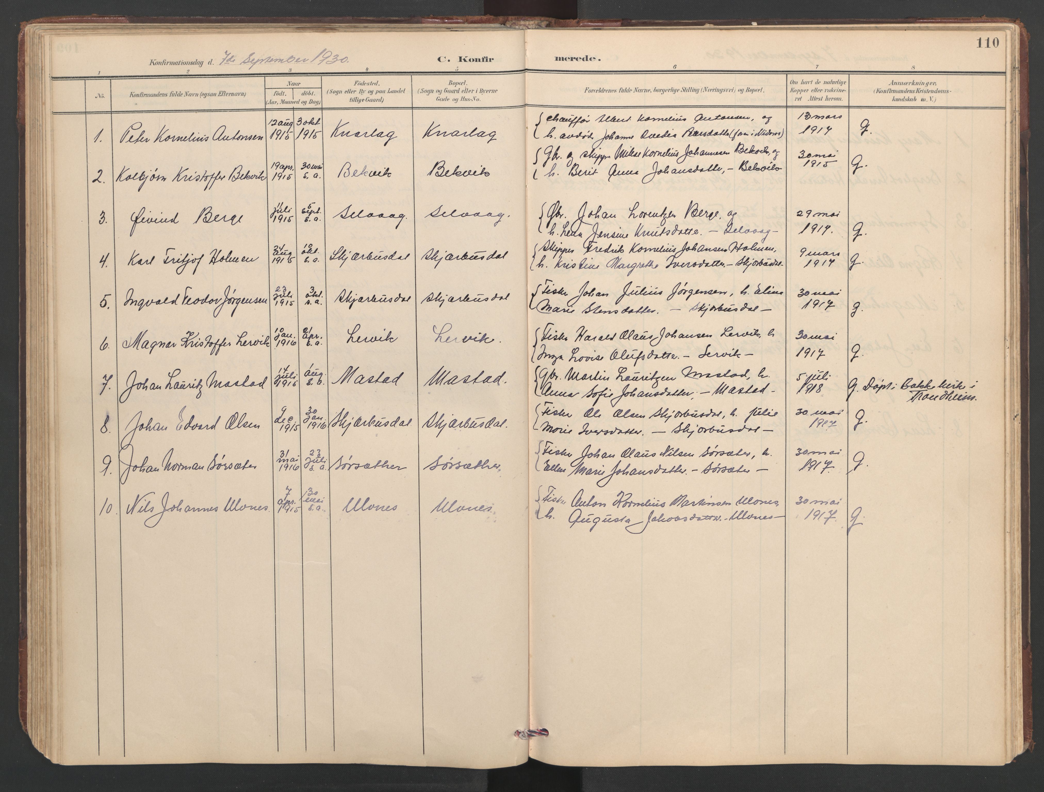 Ministerialprotokoller, klokkerbøker og fødselsregistre - Sør-Trøndelag, AV/SAT-A-1456/638/L0571: Klokkerbok nr. 638C03, 1901-1930, s. 110