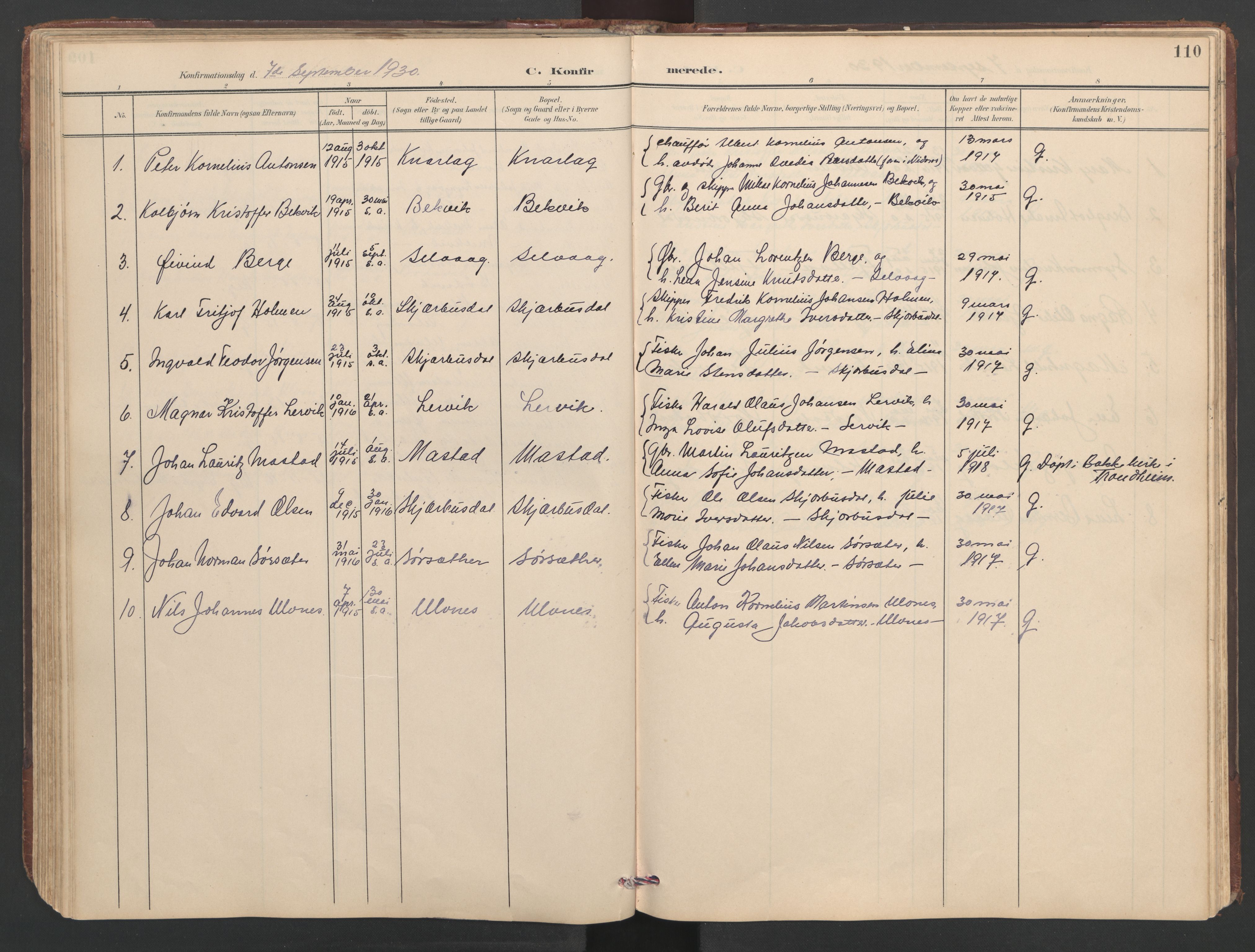 Ministerialprotokoller, klokkerbøker og fødselsregistre - Sør-Trøndelag, SAT/A-1456/638/L0571: Klokkerbok nr. 638C03, 1901-1930, s. 110