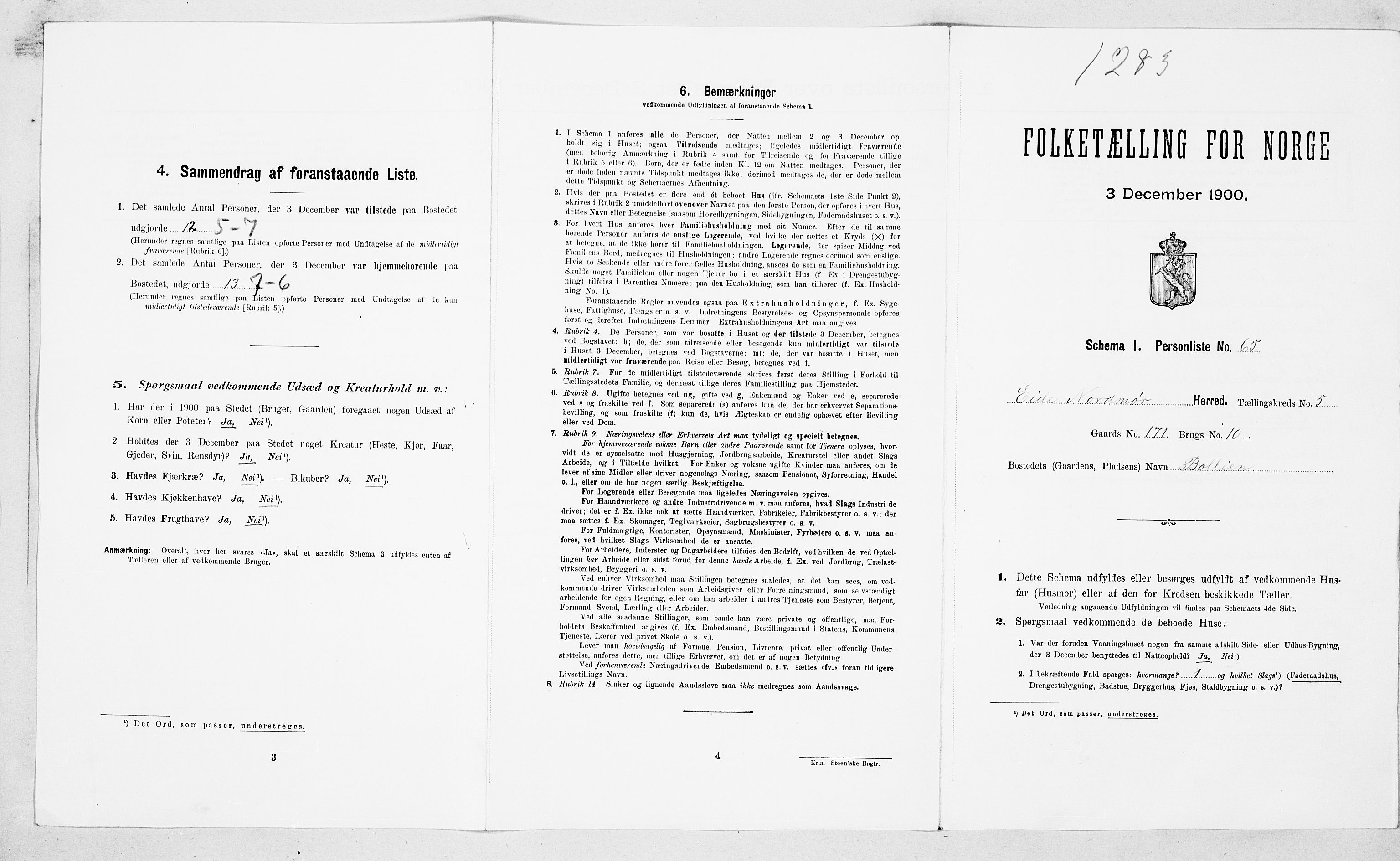 SAT, Folketelling 1900 for 1551 Eide herred, 1900, s. 495