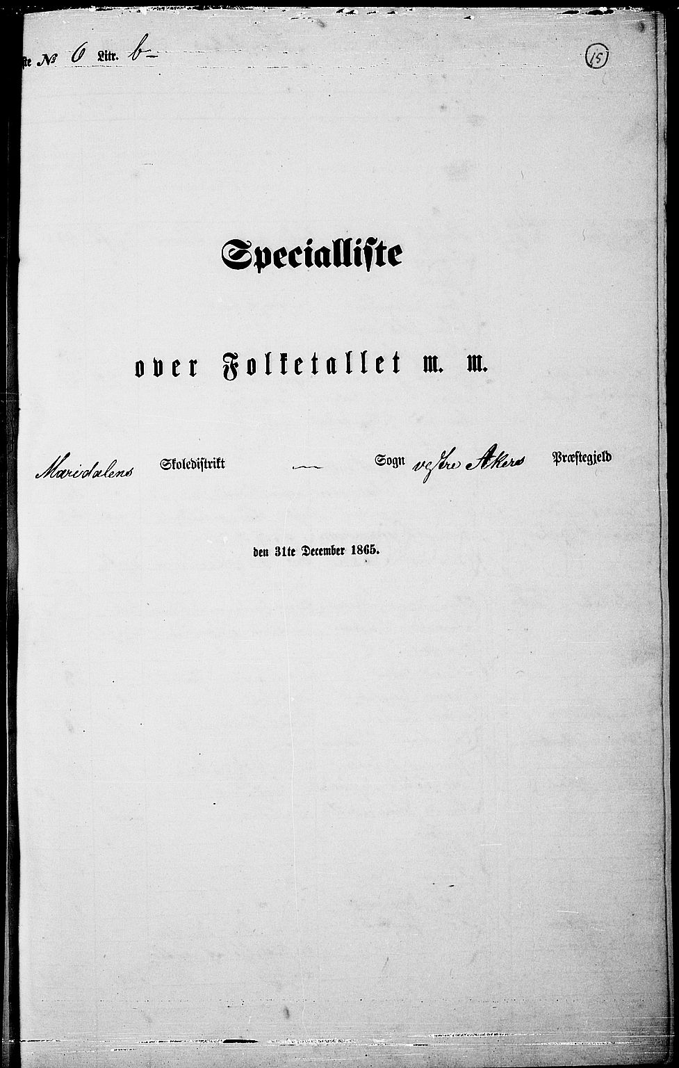 RA, Folketelling 1865 for 0218aP Vestre Aker prestegjeld, 1865, s. 199
