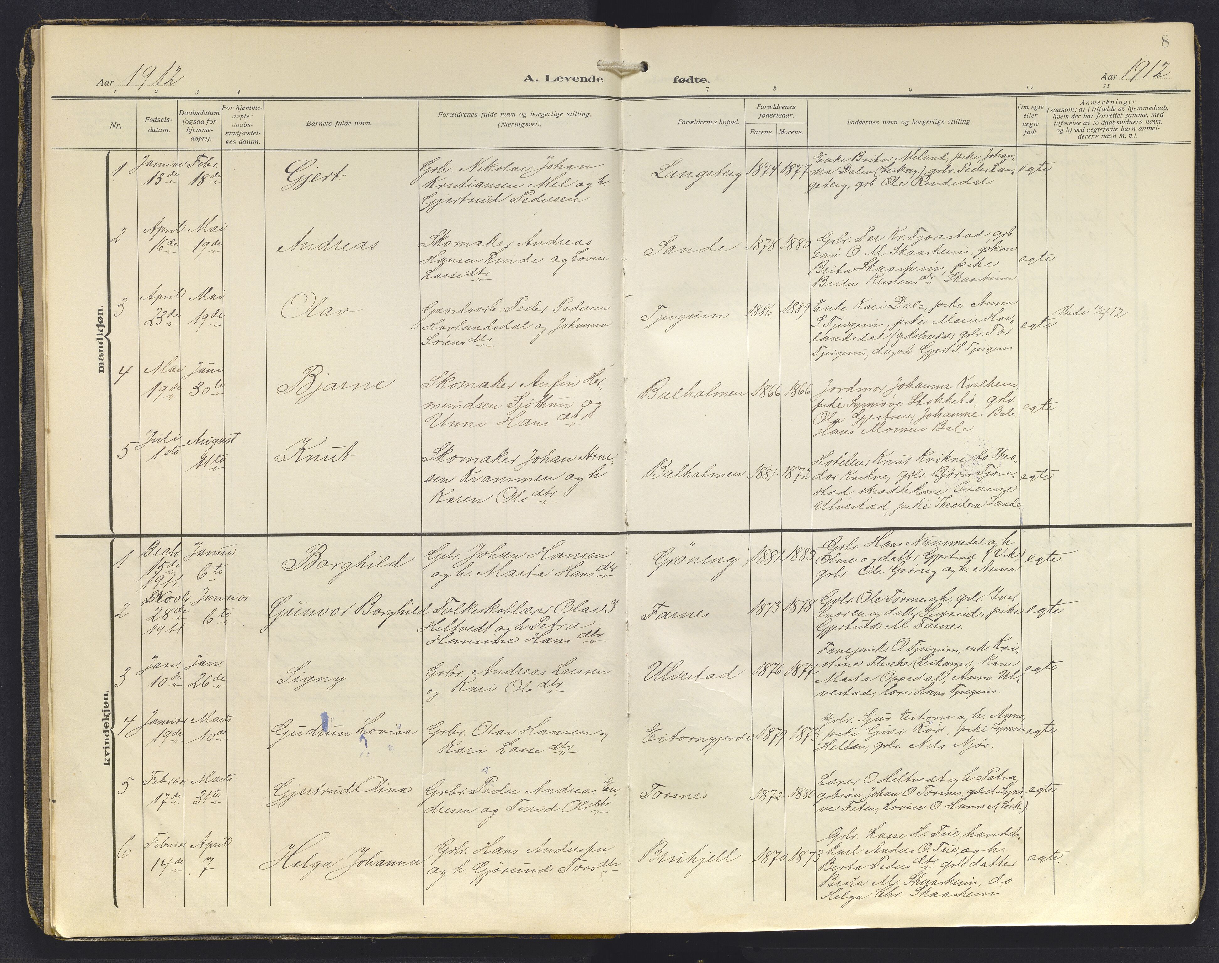 Balestrand sokneprestembete, AV/SAB-A-79601/H/Haa/Haab/L0002: Ministerialbok nr. B 2, 1911-1932, s. 8