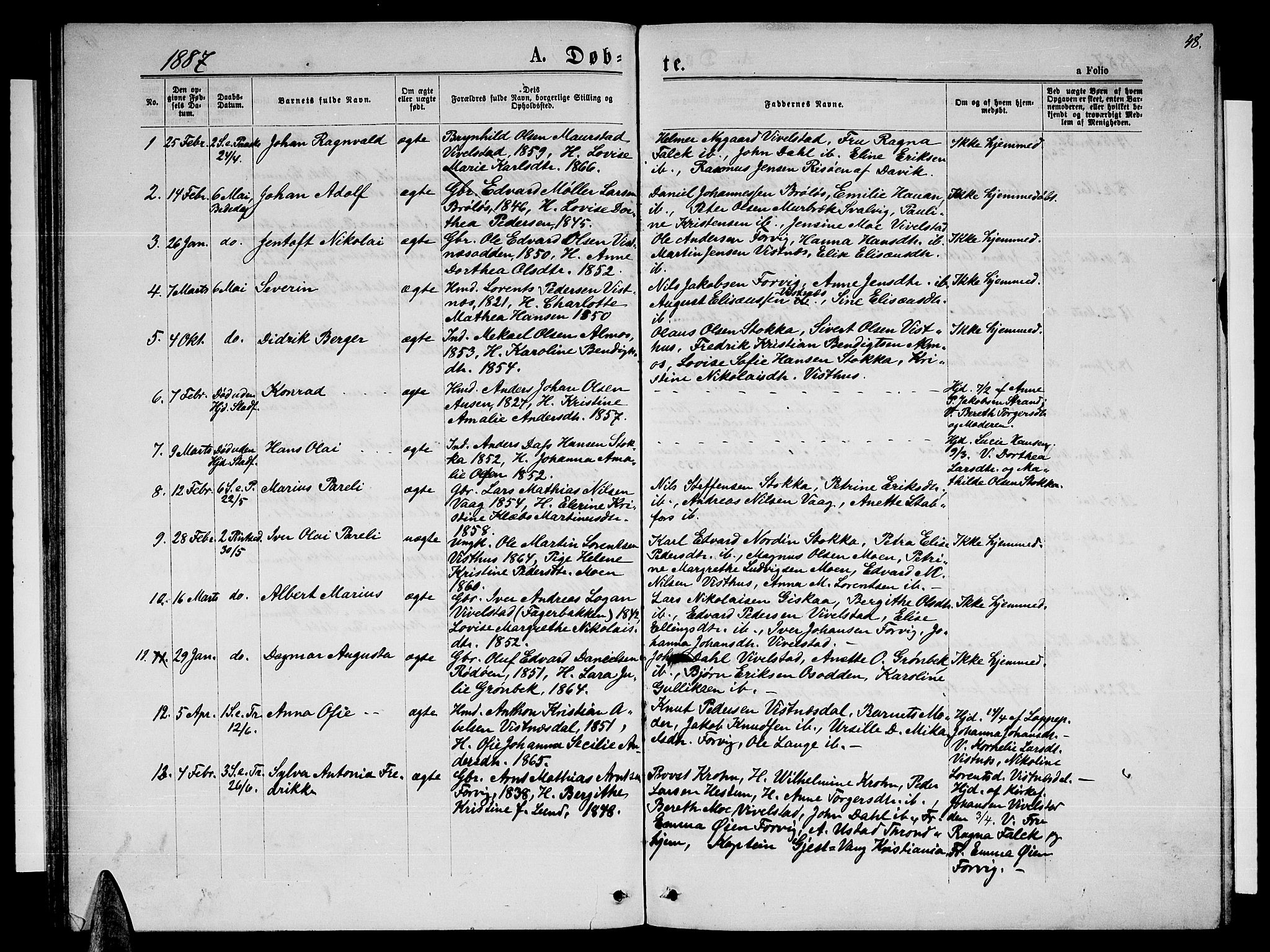 Ministerialprotokoller, klokkerbøker og fødselsregistre - Nordland, AV/SAT-A-1459/819/L0276: Klokkerbok nr. 819C02, 1869-1887, s. 48