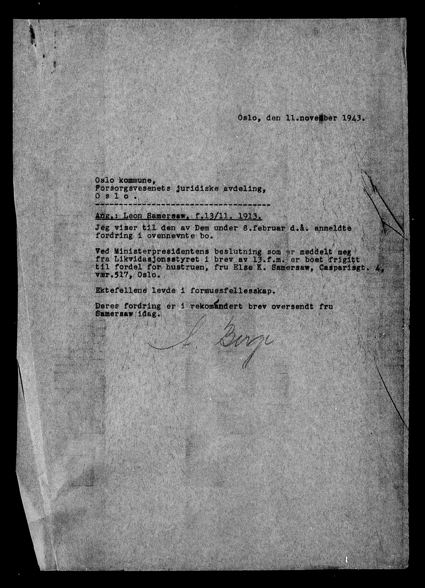 Justisdepartementet, Tilbakeføringskontoret for inndratte formuer, AV/RA-S-1564/H/Hc/Hcc/L0976: --, 1945-1947, s. 586