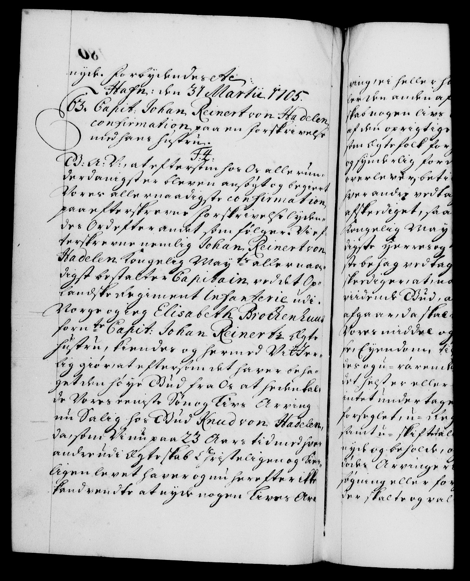 Danske Kanselli 1572-1799, AV/RA-EA-3023/F/Fc/Fca/Fcaa/L0019: Norske registre, 1704-1707, s. 186b