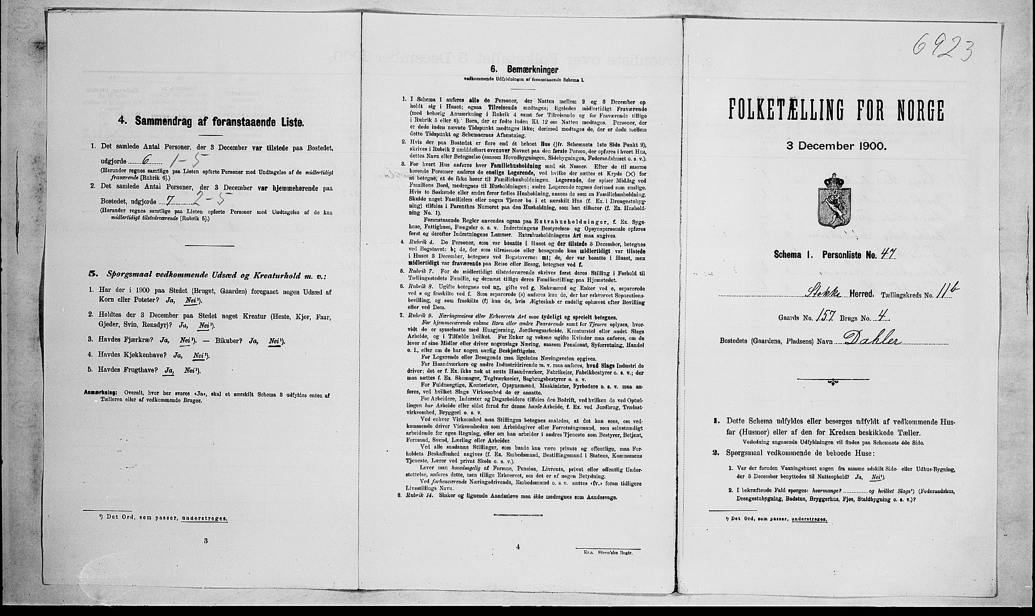 RA, Folketelling 1900 for 0720 Stokke herred, 1900, s. 1935