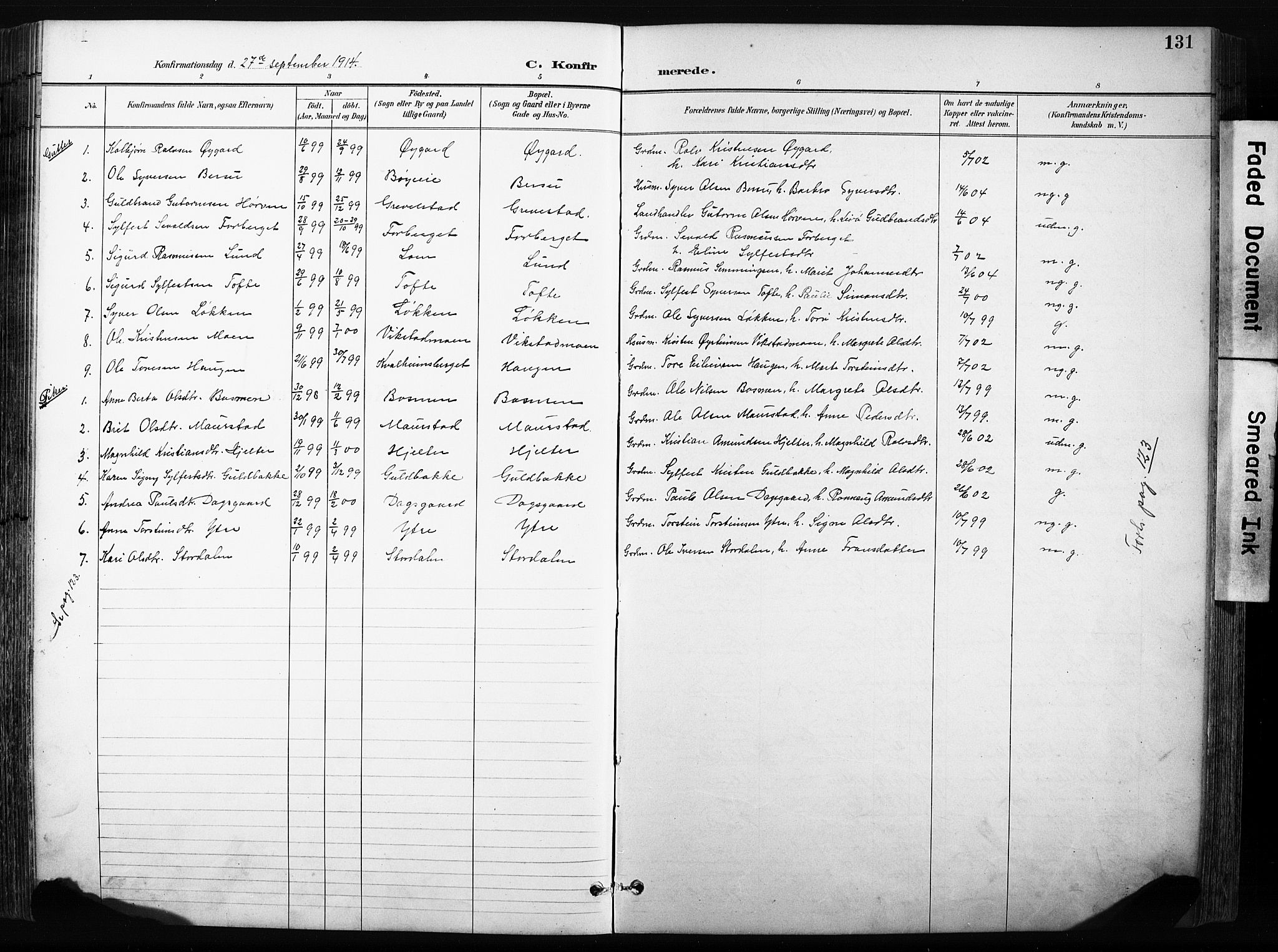 Skjåk prestekontor, AV/SAH-PREST-072/H/Ha/Hab/L0003: Klokkerbok nr. 3, 1893-1932, s. 131