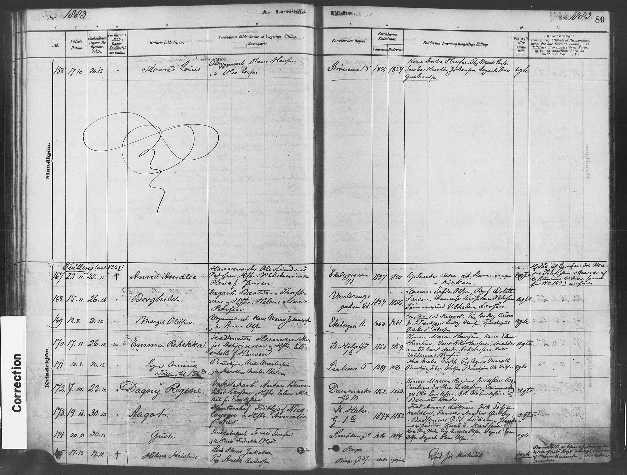 Gamlebyen prestekontor Kirkebøker, AV/SAO-A-10884/F/Fa/L0005: Ministerialbok nr. 5, 1878-1889, s. 89
