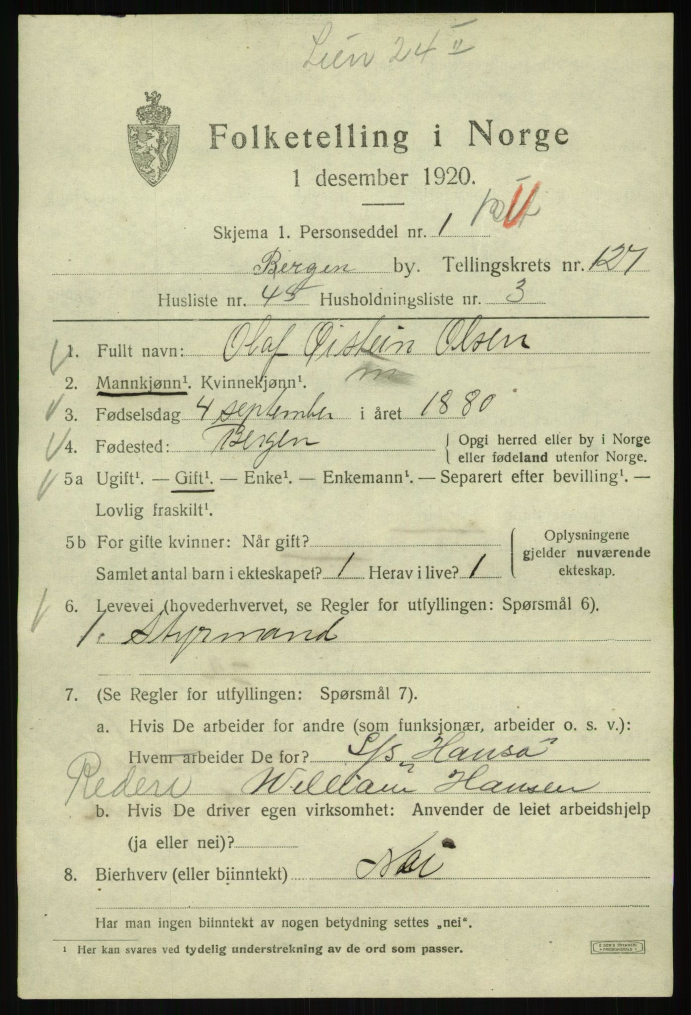 SAB, Folketelling 1920 for 1301 Bergen kjøpstad, 1920, s. 215568