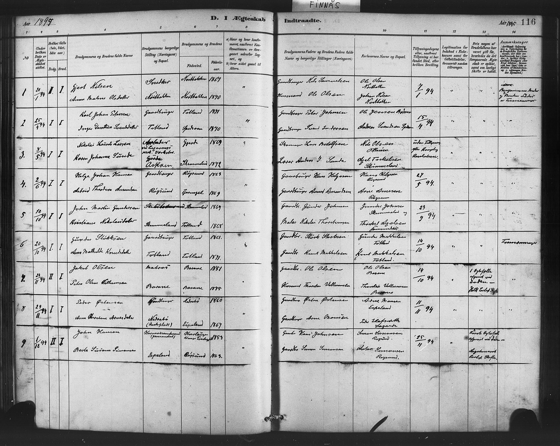 Finnås sokneprestembete, AV/SAB-A-99925/H/Ha/Haa/Haab/L0001: Ministerialbok nr. B 1, 1881-1894, s. 116