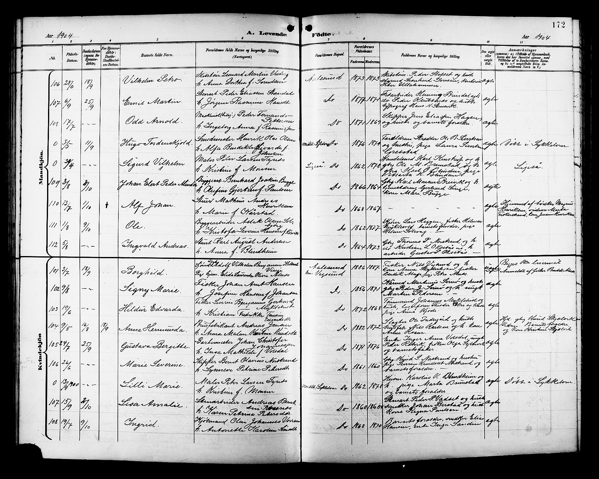 Ministerialprotokoller, klokkerbøker og fødselsregistre - Møre og Romsdal, AV/SAT-A-1454/529/L0468: Klokkerbok nr. 529C05, 1897-1908, s. 172