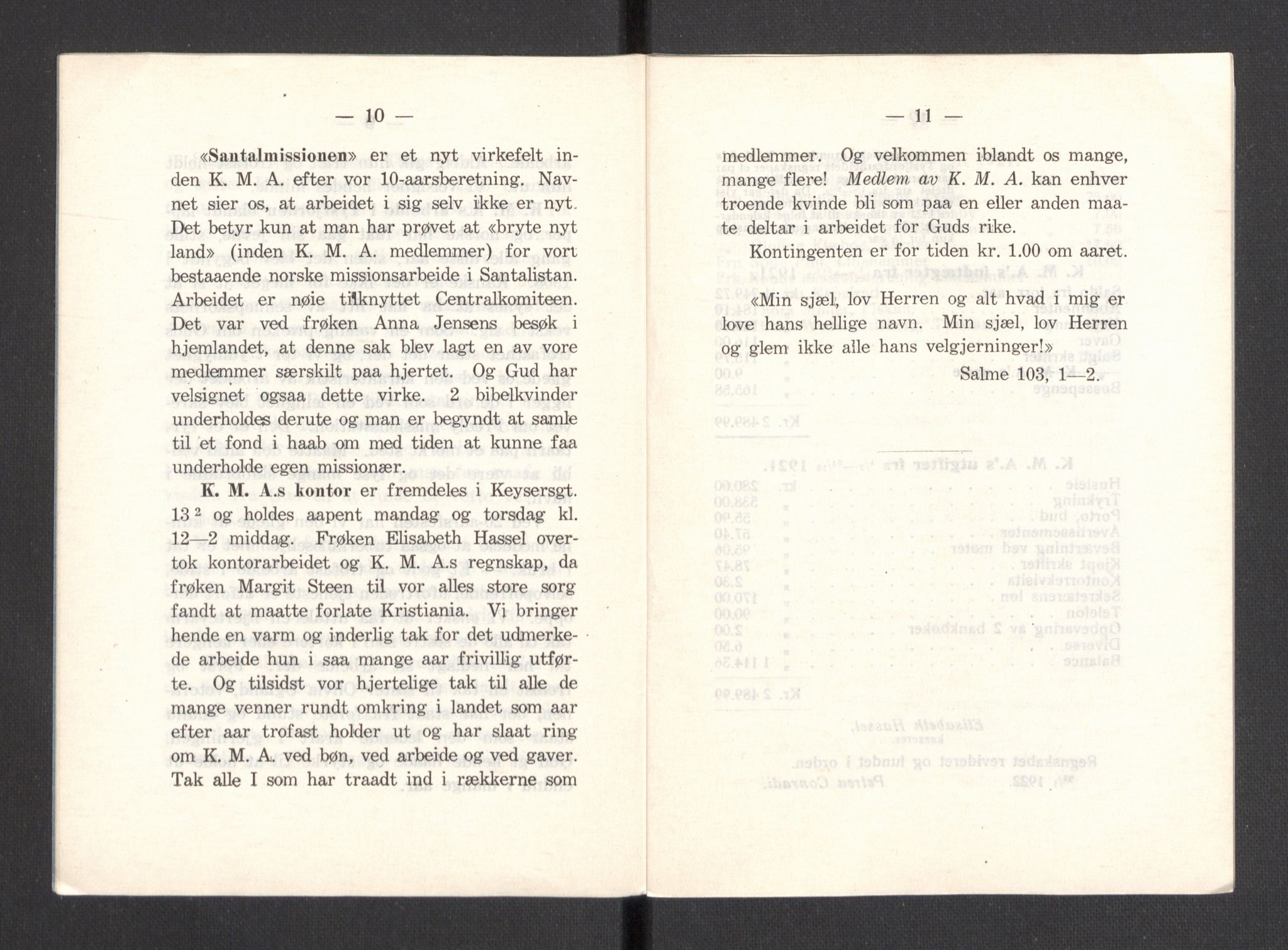 Kvinnelige Misjonsarbeidere, AV/RA-PA-0699/F/Fa/L0001/0008: -- / Trykte beretninger. 10-, 20, 25, og 30-årsjubileum, 1902-1932