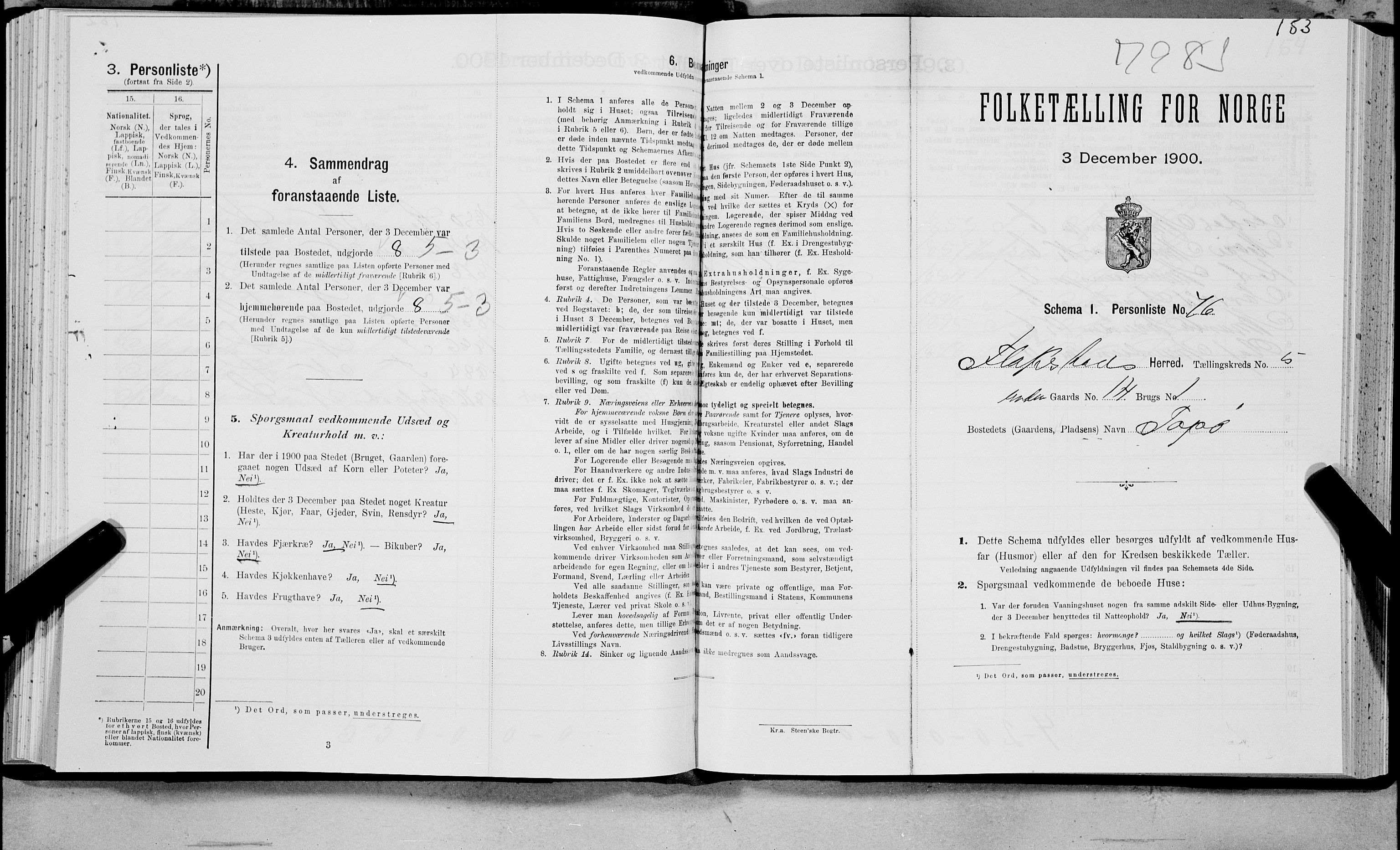 SAT, Folketelling 1900 for 1859 Flakstad herred, 1900, s. 643