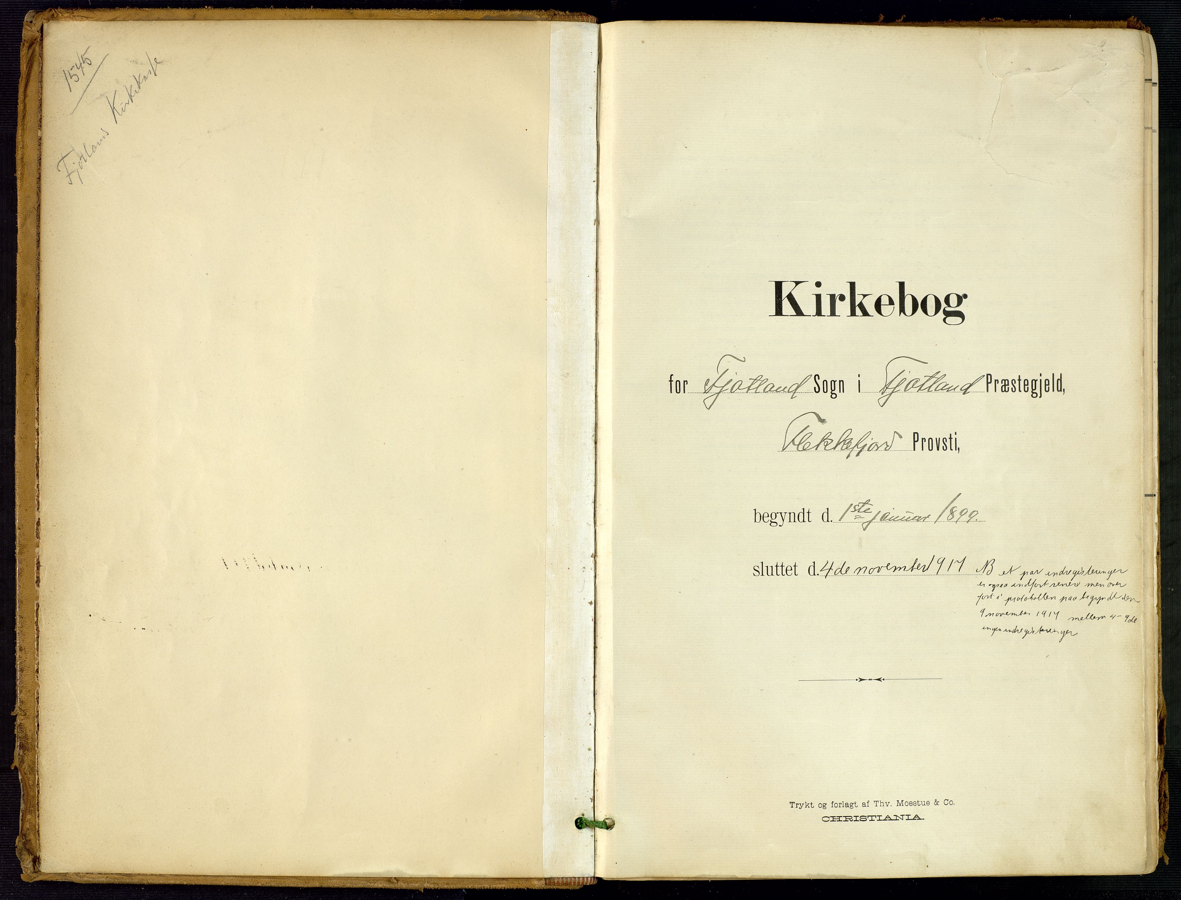 Fjotland sokneprestkontor, SAK/1111-0010/F/Fa/L0003: Ministerialbok nr. A 3, 1899-1917