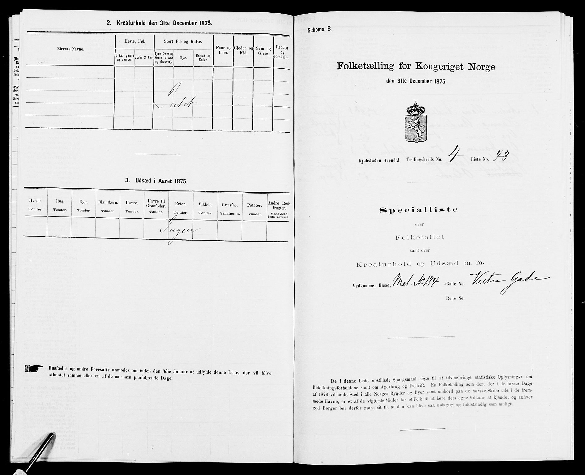 SAK, Folketelling 1875 for 0903P Arendal prestegjeld, 1875, s. 112