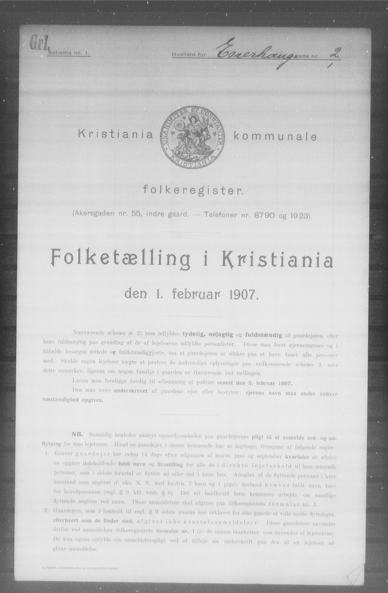 OBA, Kommunal folketelling 1.2.1907 for Kristiania kjøpstad, 1907, s. 10842