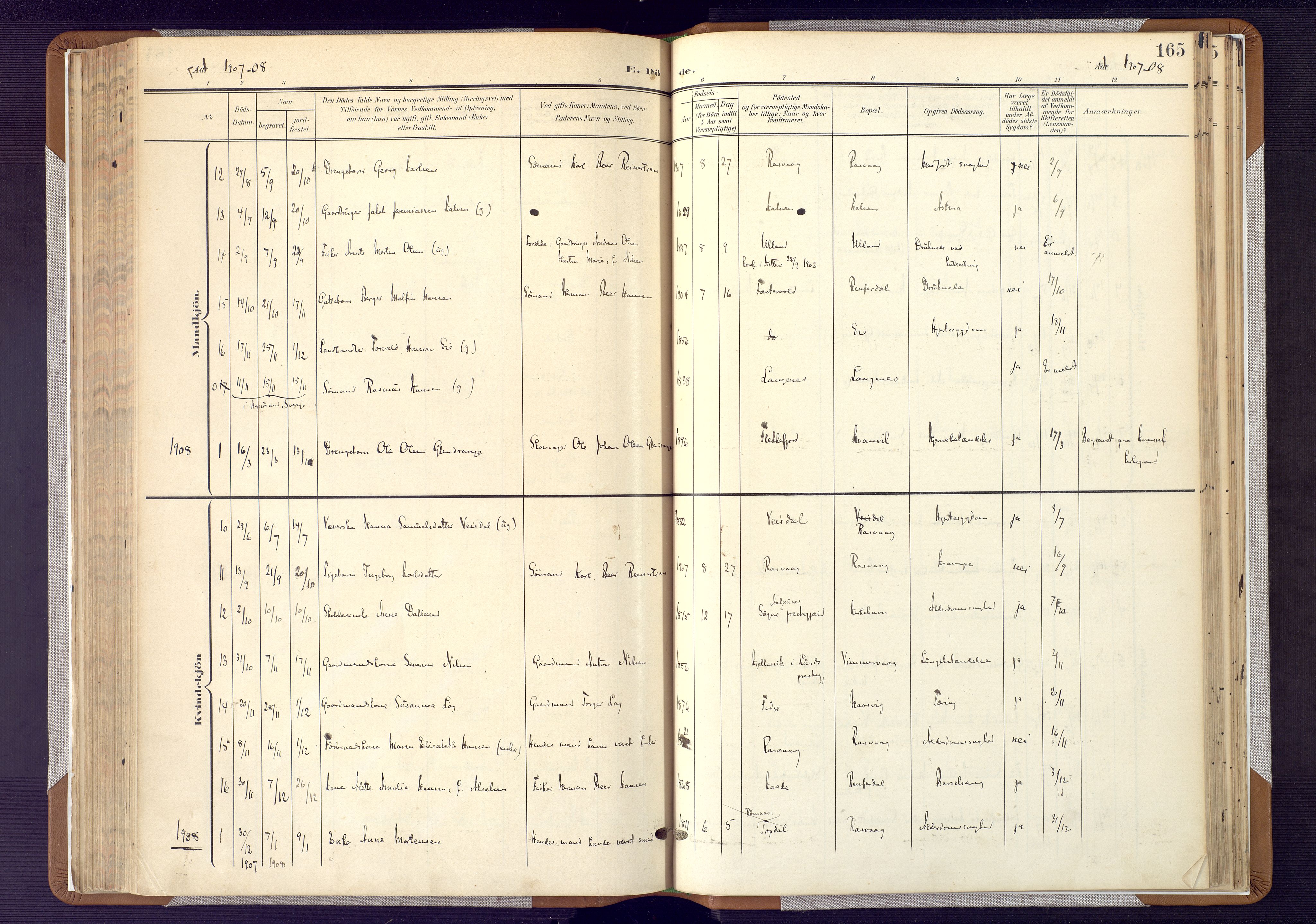 Flekkefjord sokneprestkontor, AV/SAK-1111-0012/F/Fa/Fab/L0007: Ministerialbok nr. A 7, 1902-1921, s. 165
