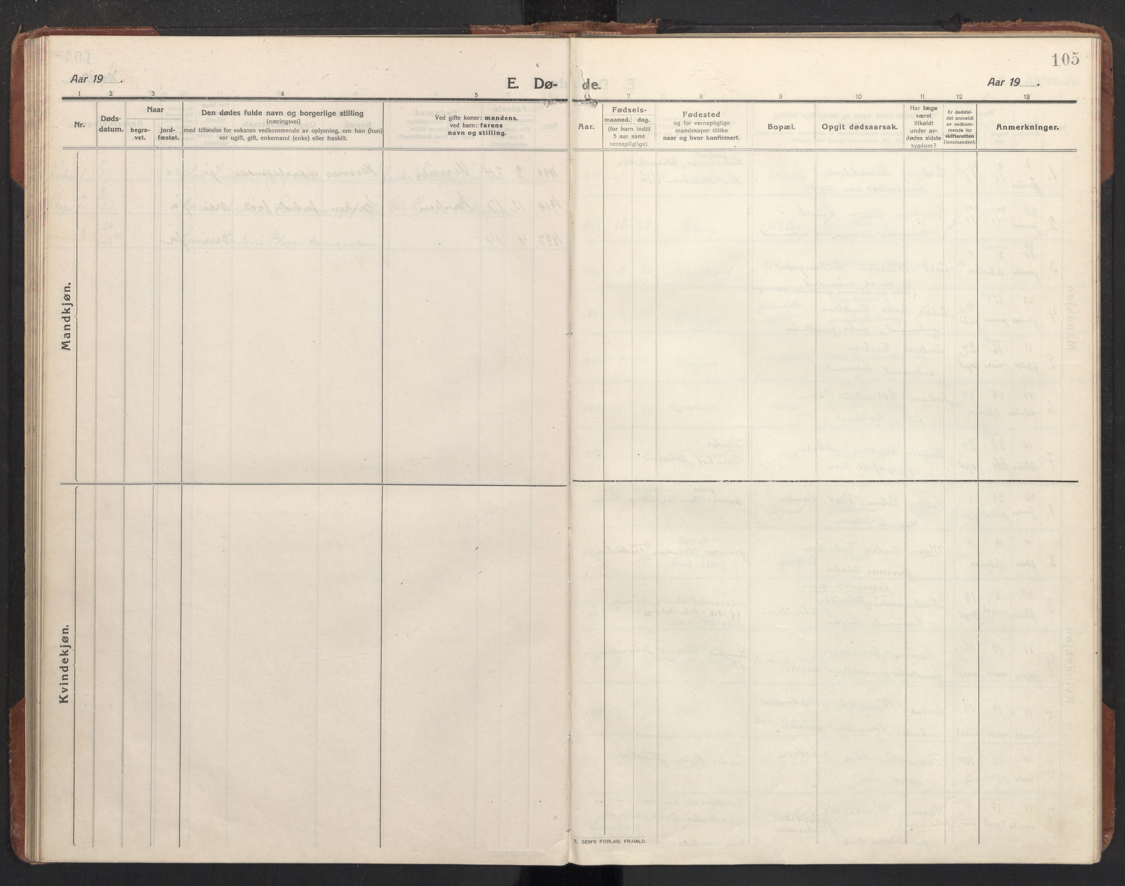 Ministerialprotokoller, klokkerbøker og fødselsregistre - Nordland, AV/SAT-A-1459/888/L1269: Klokkerbok nr. 888C11, 1913-1937, s. 105