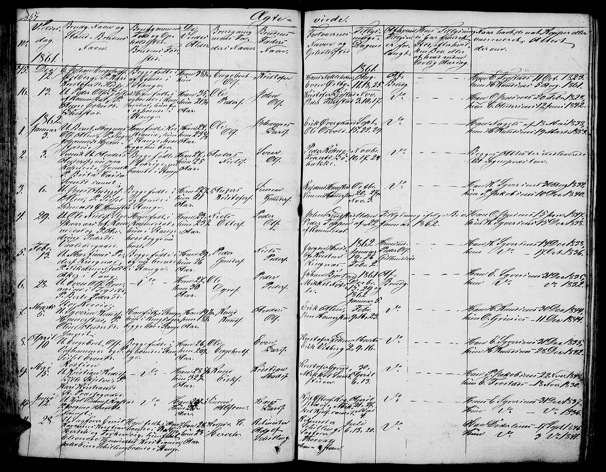 Stange prestekontor, AV/SAH-PREST-002/L/L0003: Klokkerbok nr. 3, 1840-1864, s. 357