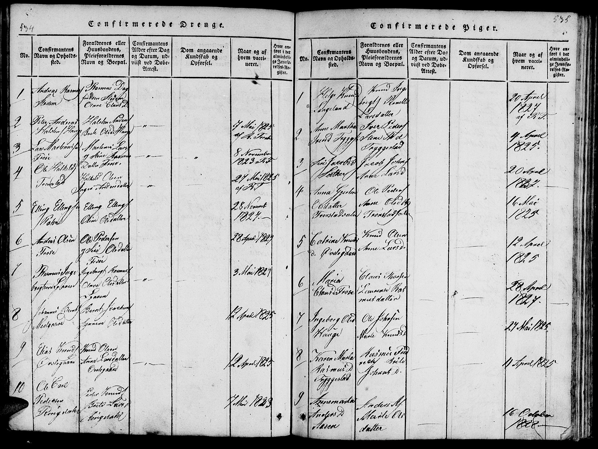 Ministerialprotokoller, klokkerbøker og fødselsregistre - Møre og Romsdal, AV/SAT-A-1454/519/L0260: Klokkerbok nr. 519C01, 1817-1829, s. 534-535