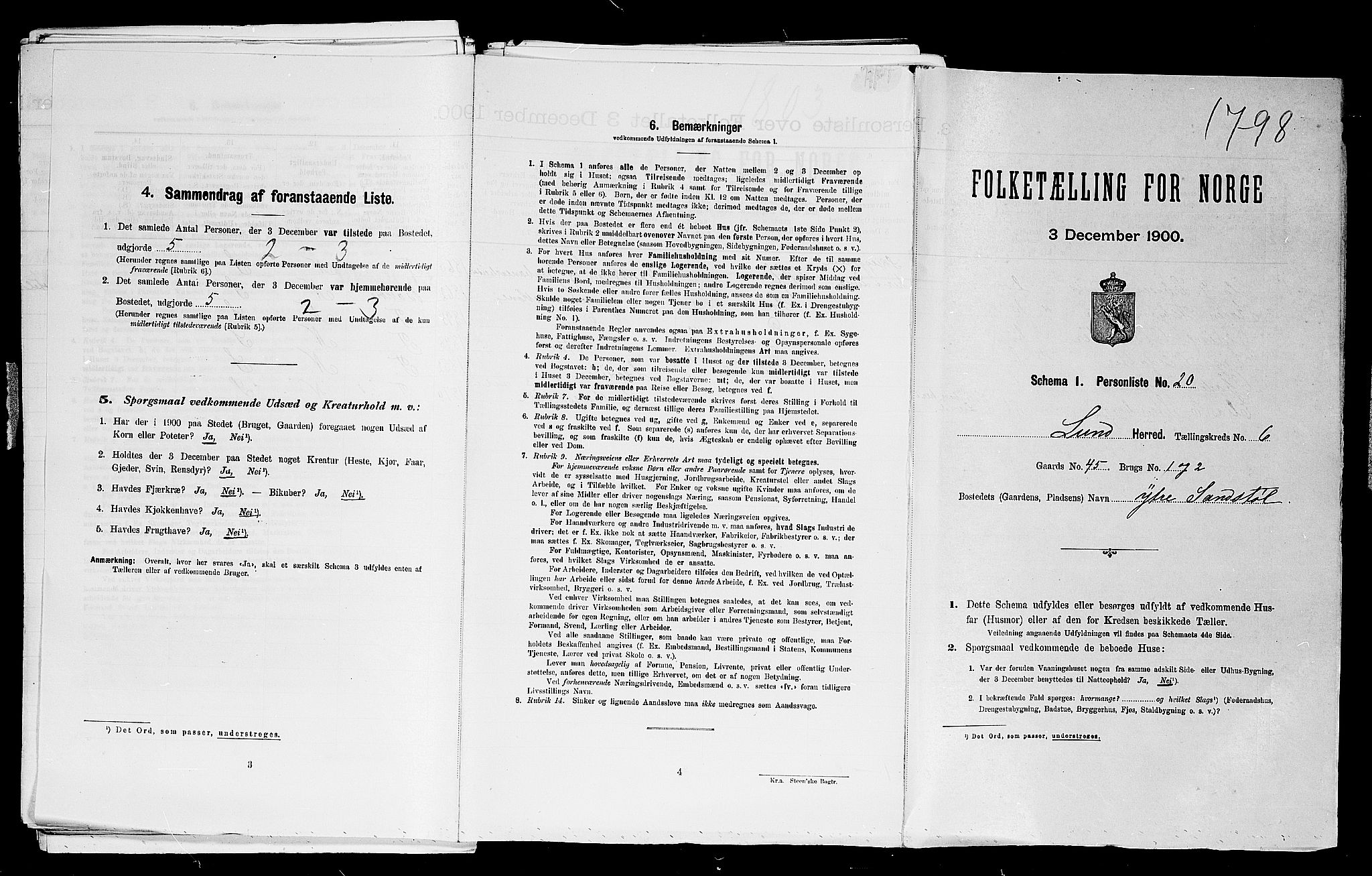 SAST, Folketelling 1900 for 1112 Lund herred, 1900, s. 65