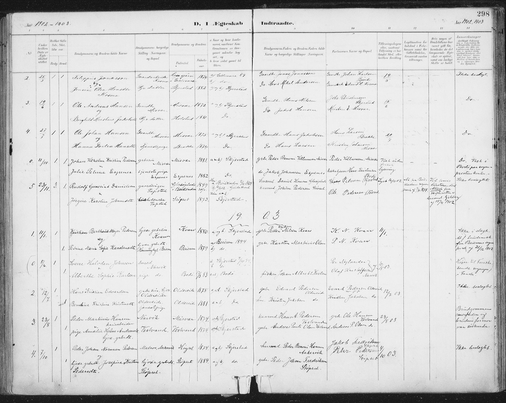 Ministerialprotokoller, klokkerbøker og fødselsregistre - Nordland, SAT/A-1459/852/L0741: Ministerialbok nr. 852A11, 1894-1917, s. 298