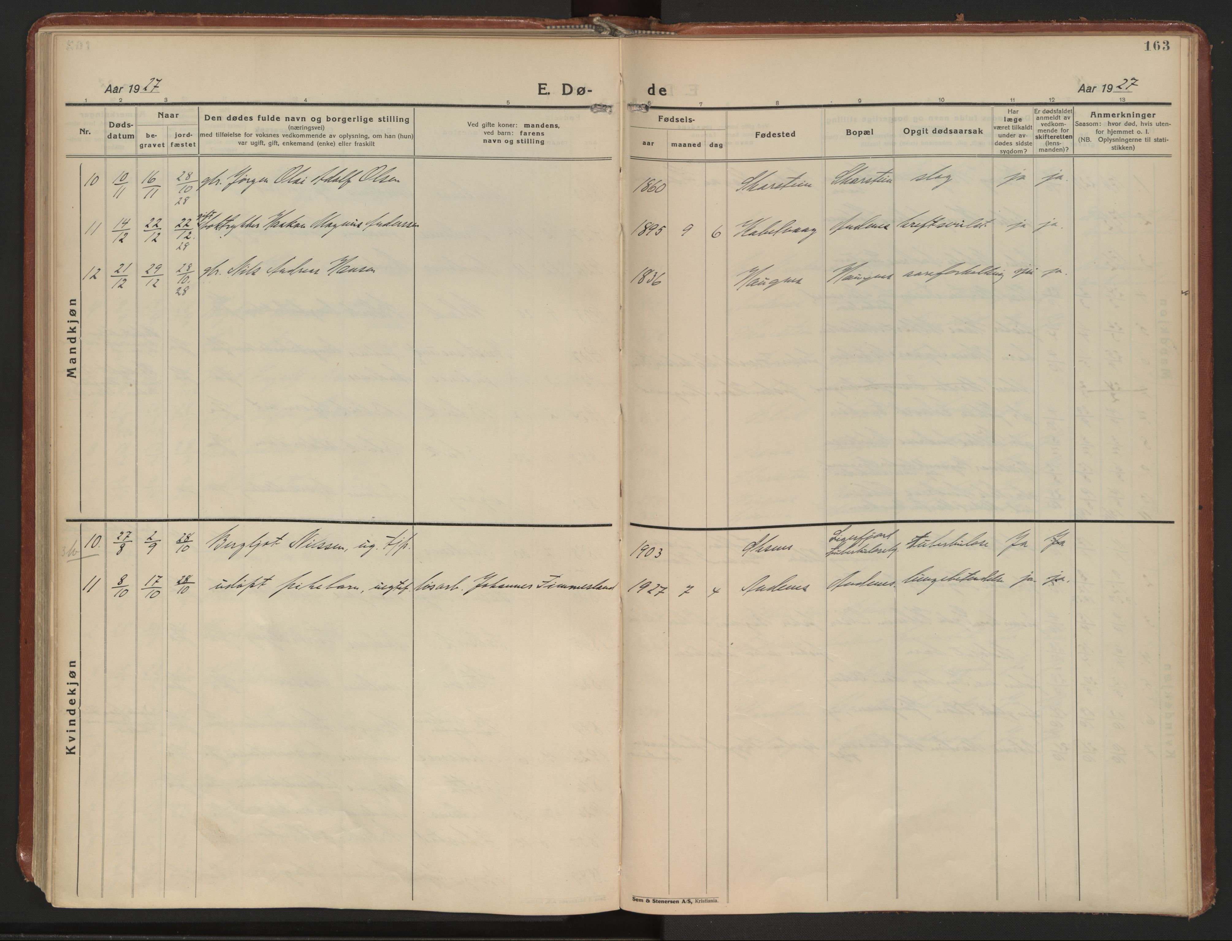 Ministerialprotokoller, klokkerbøker og fødselsregistre - Nordland, SAT/A-1459/899/L1441: Ministerialbok nr. 899A09, 1923-1939, s. 163