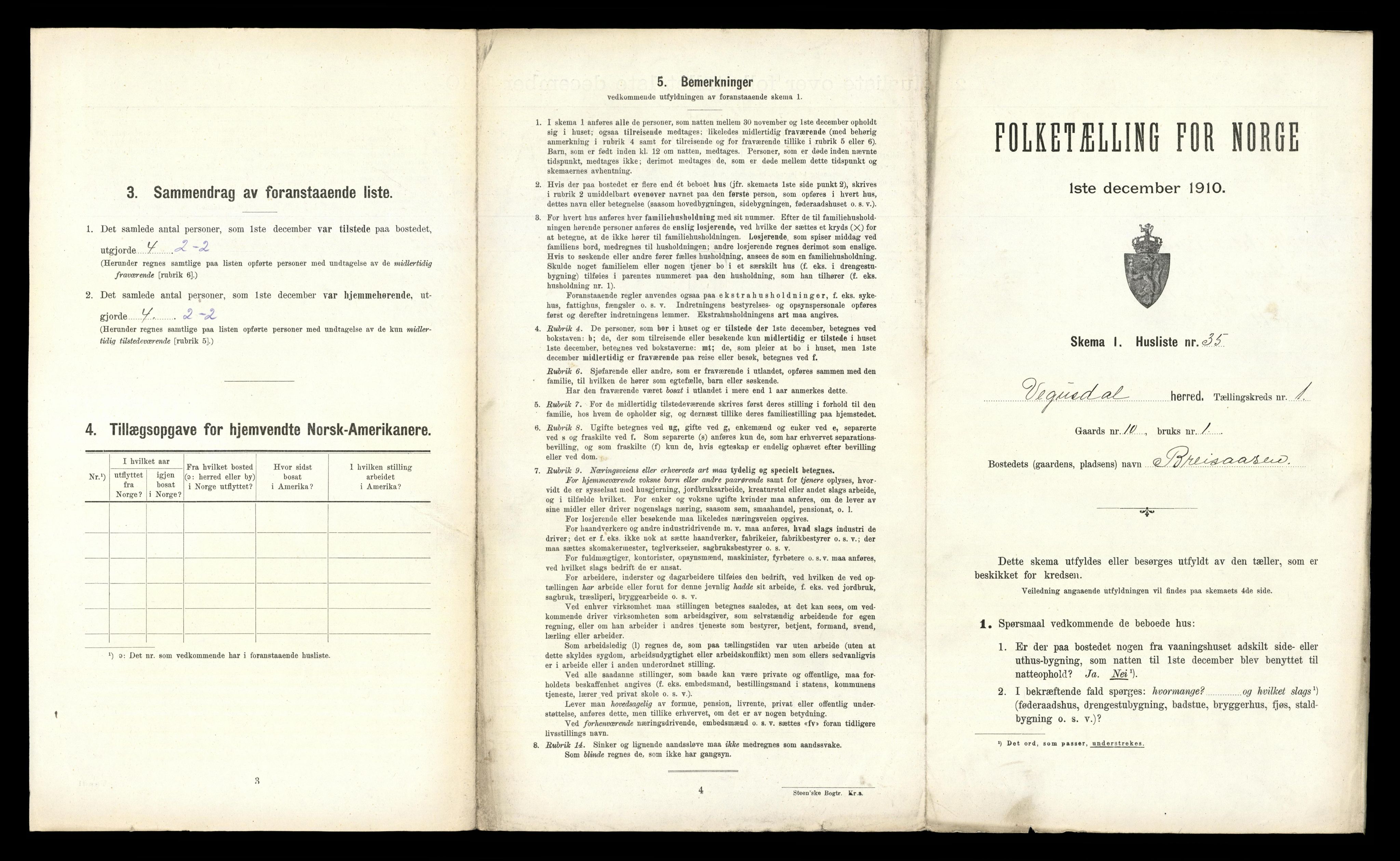 RA, Folketelling 1910 for 0934 Vegusdal herred, 1910, s. 91
