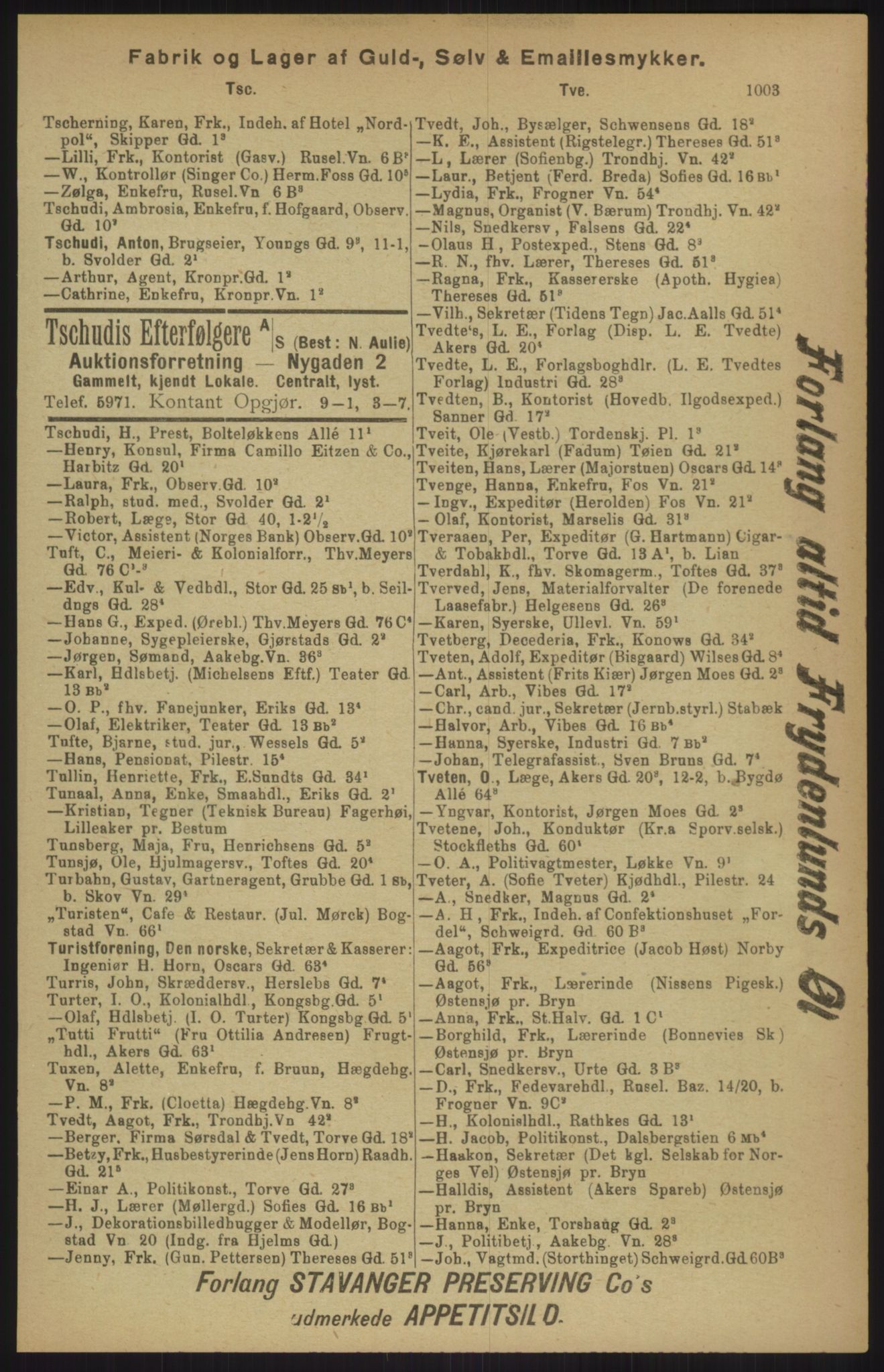 Kristiania/Oslo adressebok, PUBL/-, 1911, s. 1003