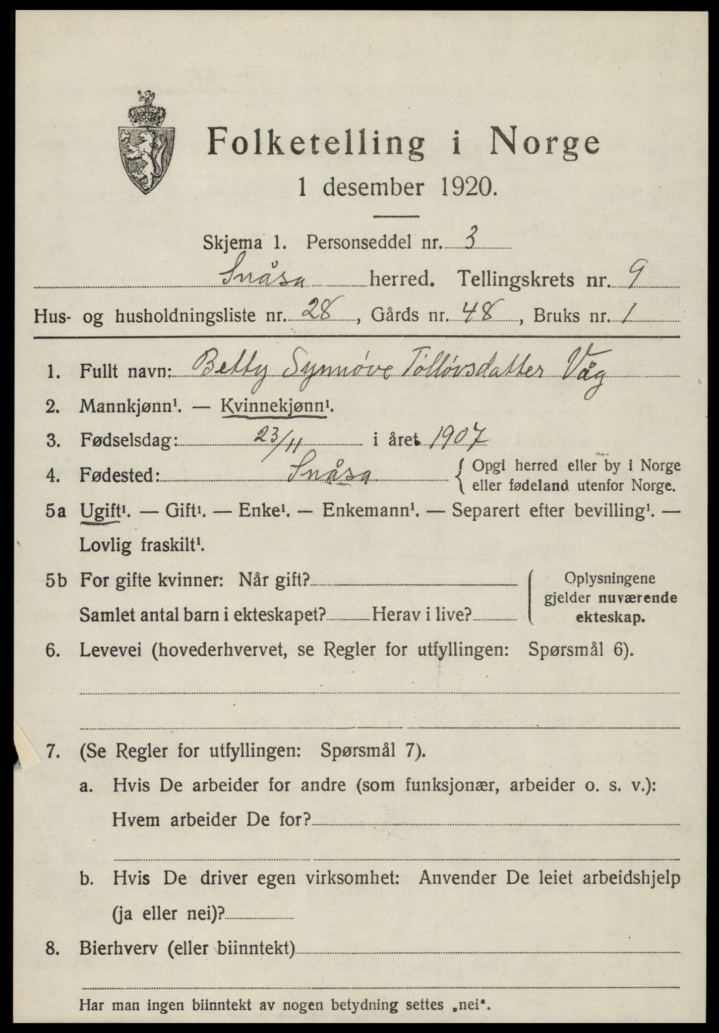 SAT, Folketelling 1920 for 1736 Snåsa herred, 1920, s. 3956