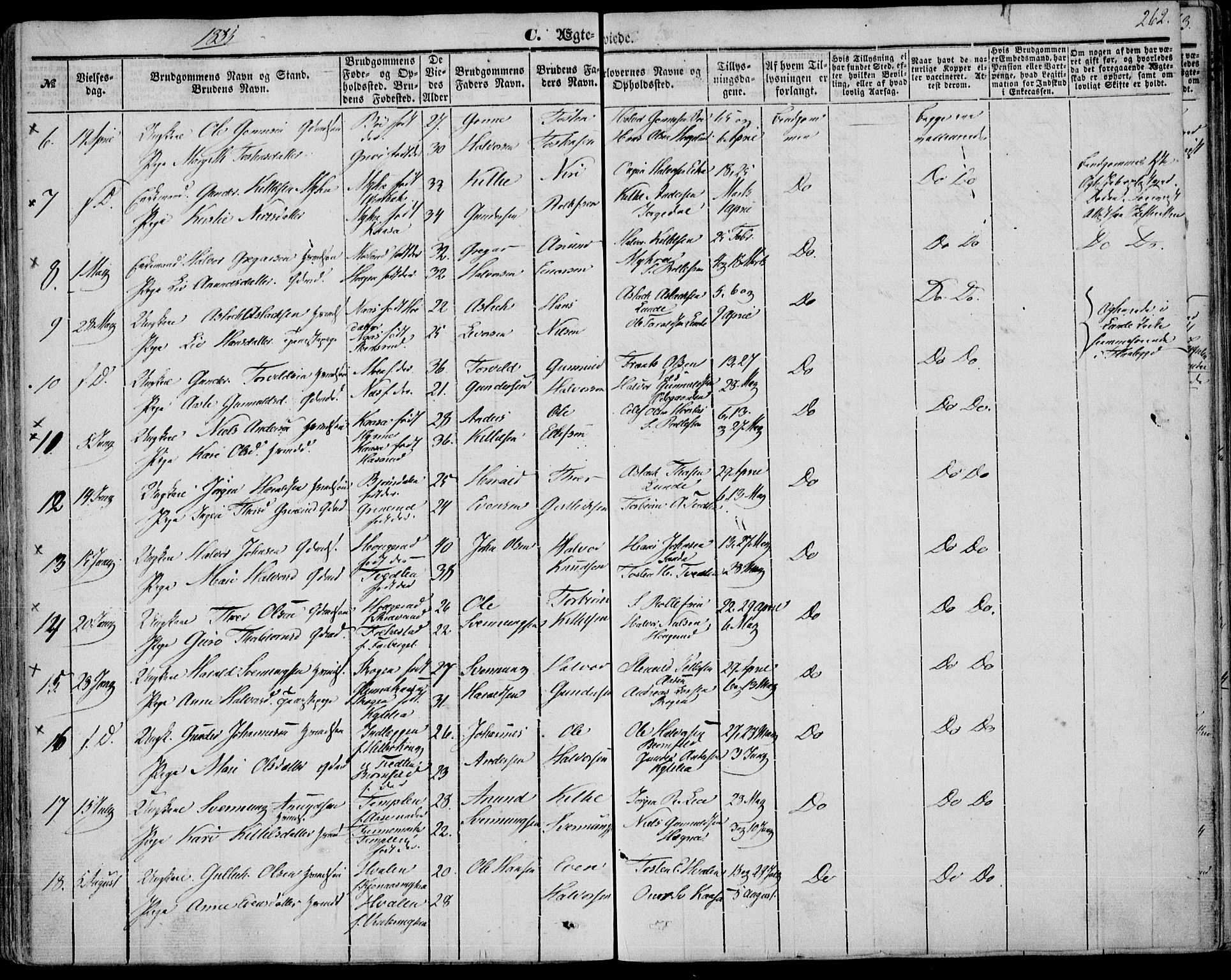 Bø kirkebøker, AV/SAKO-A-257/F/Fa/L0008: Ministerialbok nr. 8, 1849-1861, s. 262