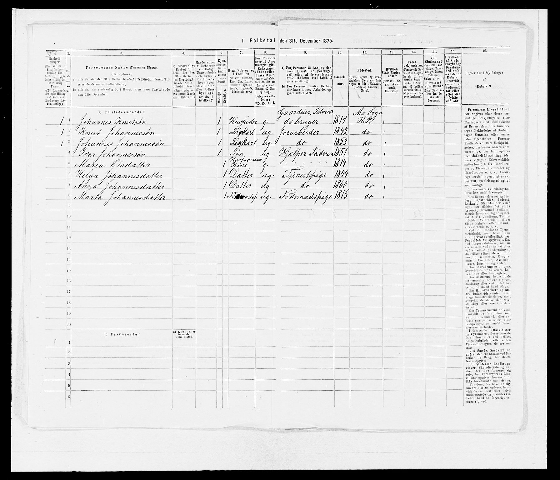 SAB, Folketelling 1875 for 1253P Hosanger prestegjeld, 1875, s. 504