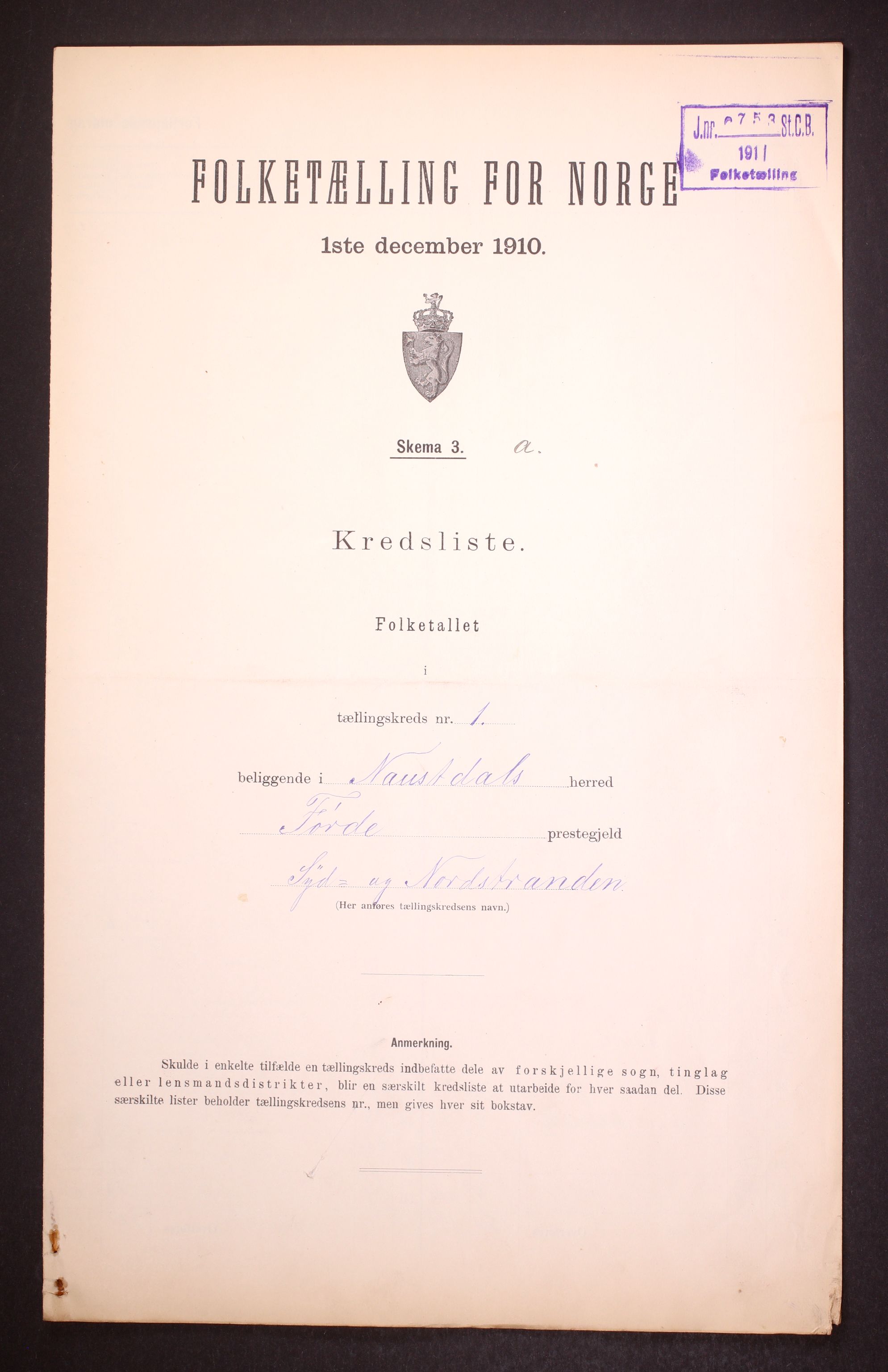 RA, Folketelling 1910 for 1433 Naustdal herred, 1910, s. 4