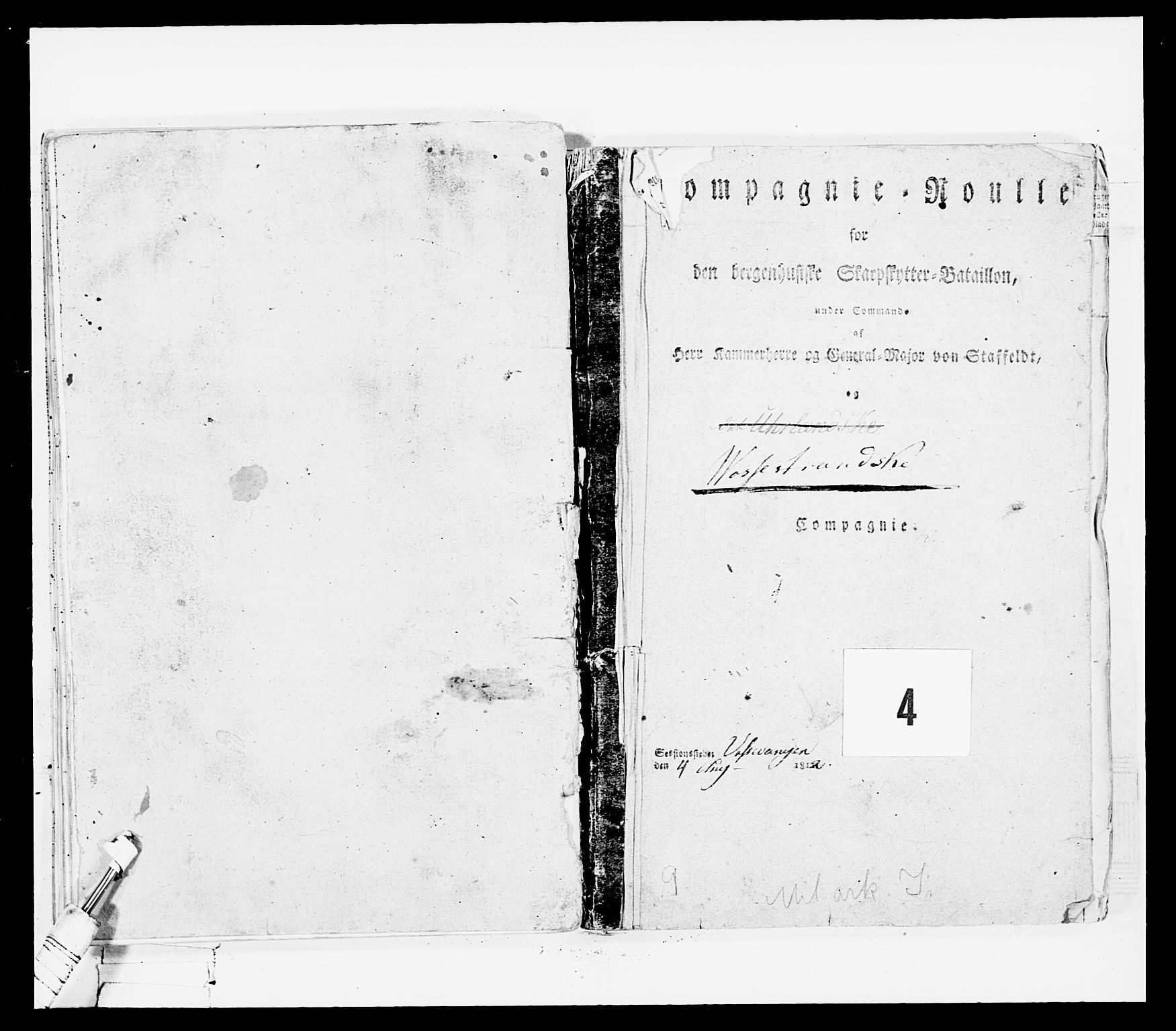 Generalitets- og kommissariatskollegiet, Det kongelige norske kommissariatskollegium, AV/RA-EA-5420/E/Eh/L0100: Bergenhusiske skarpskytterbataljon, 1812, s. 183