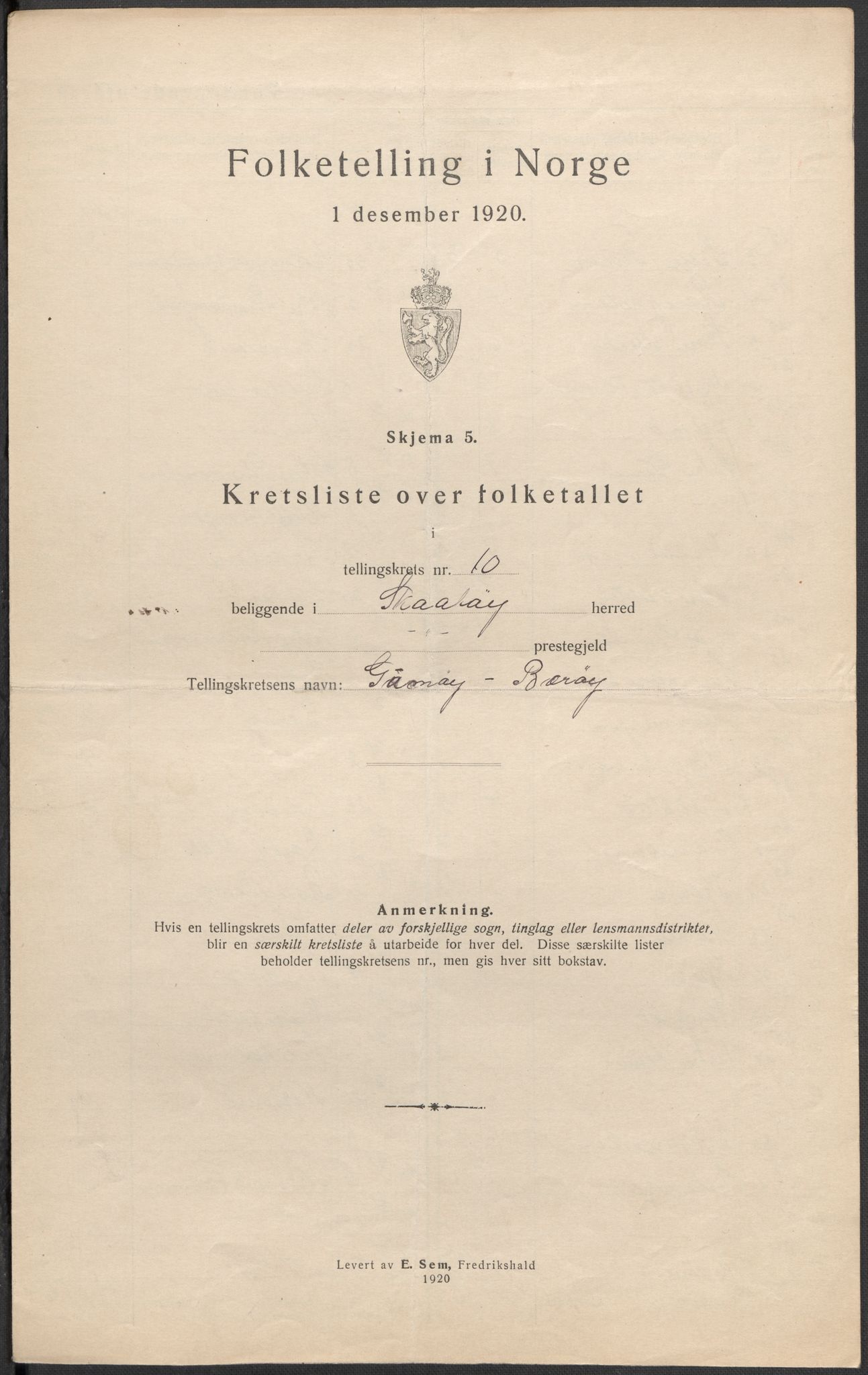 SAKO, Folketelling 1920 for 0815 Skåtøy herred, 1920, s. 32