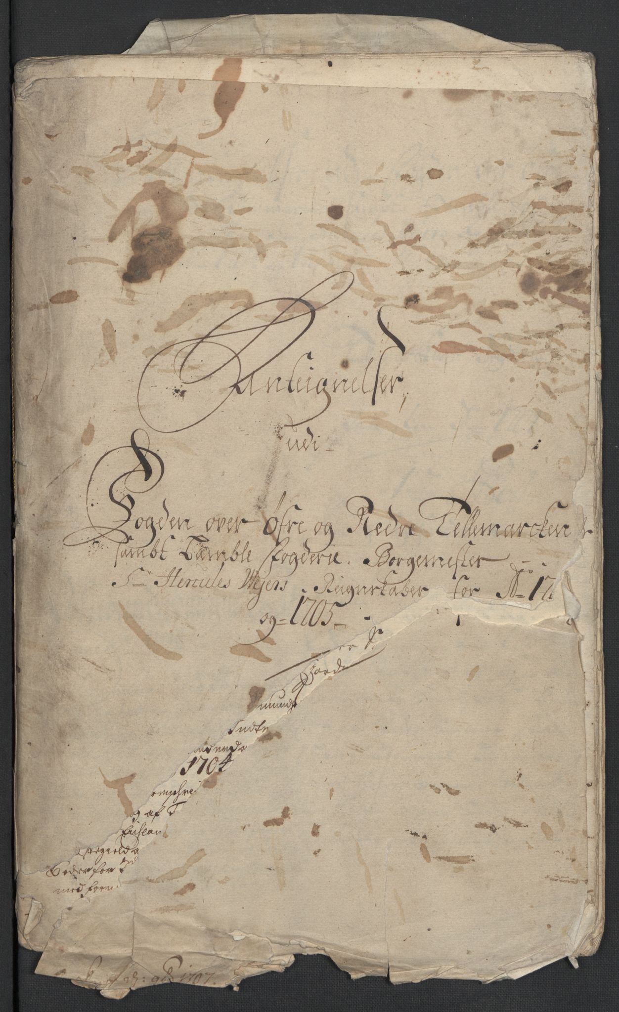 Rentekammeret inntil 1814, Reviderte regnskaper, Fogderegnskap, AV/RA-EA-4092/R36/L2115: Fogderegnskap Øvre og Nedre Telemark og Bamble, 1705, s. 3