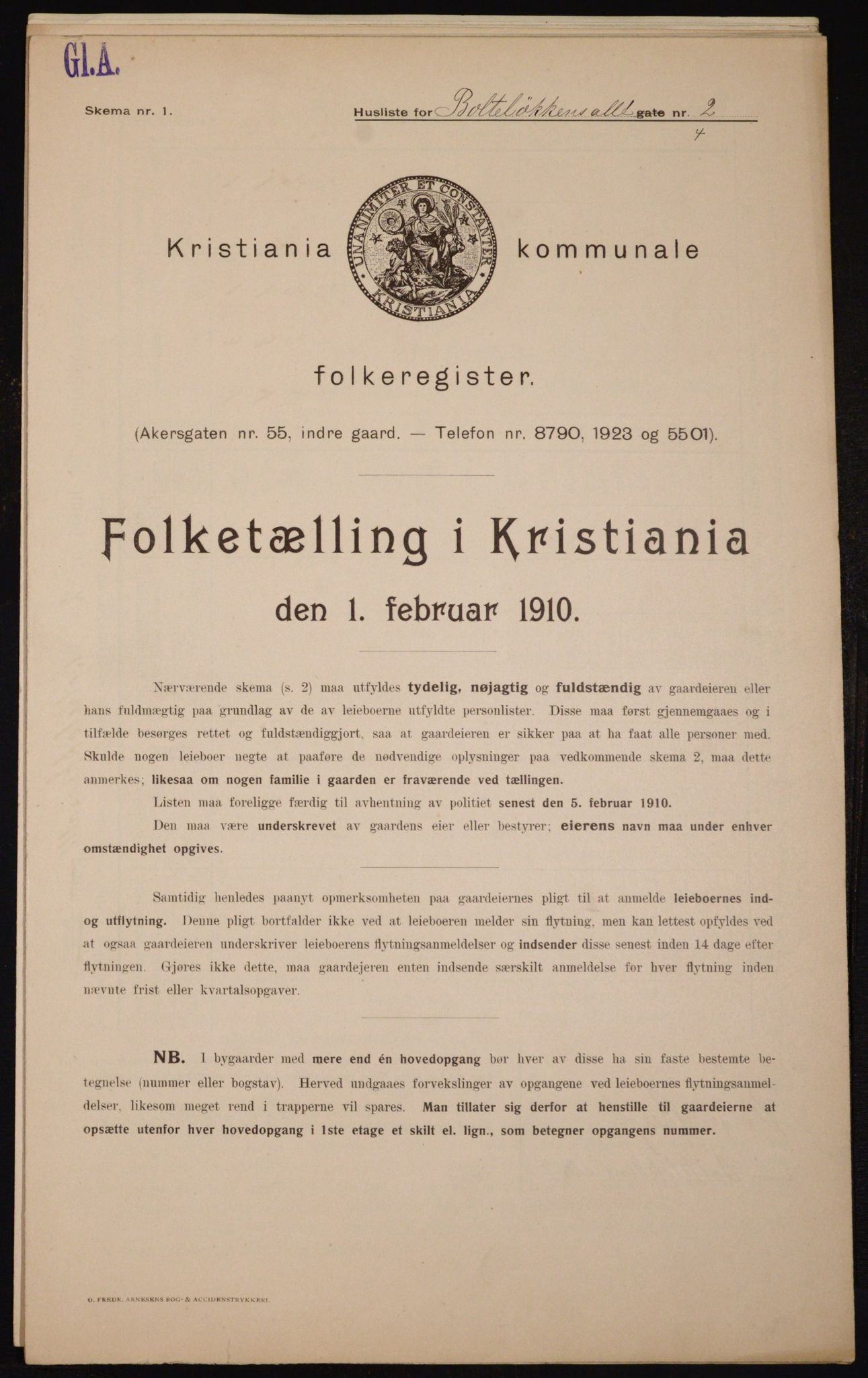 OBA, Kommunal folketelling 1.2.1910 for Kristiania, 1910, s. 7300