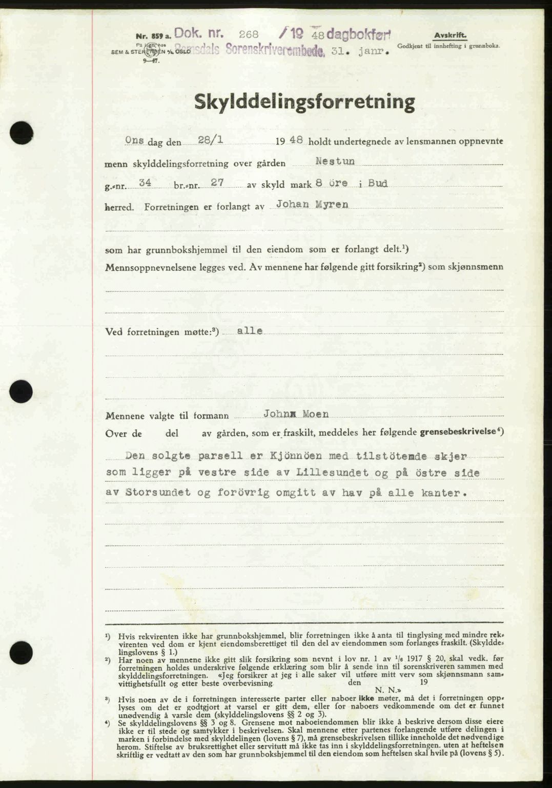 Romsdal sorenskriveri, SAT/A-4149/1/2/2C: Pantebok nr. A25, 1948-1948, Dagboknr: 268/1948