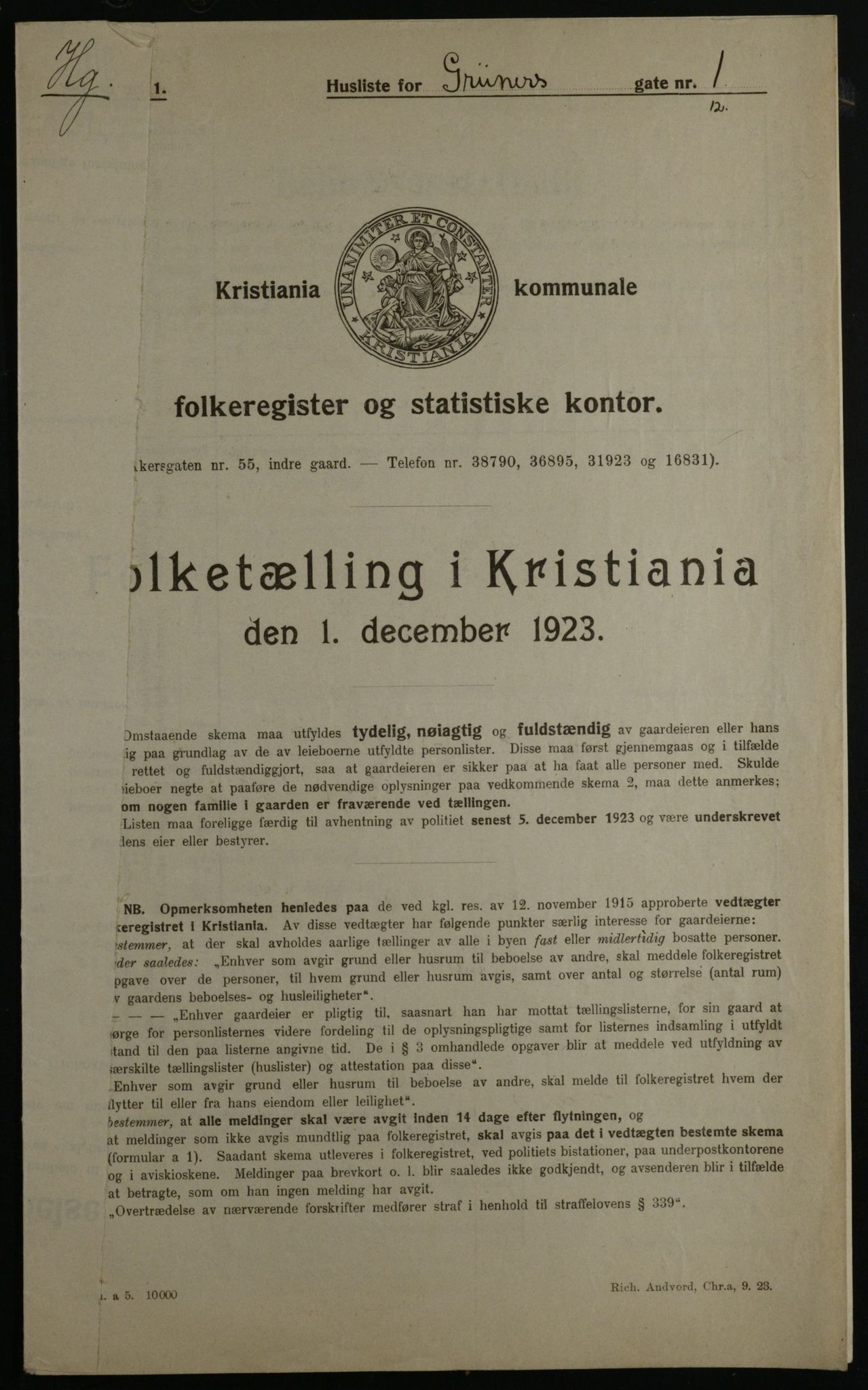 OBA, Kommunal folketelling 1.12.1923 for Kristiania, 1923, s. 34491