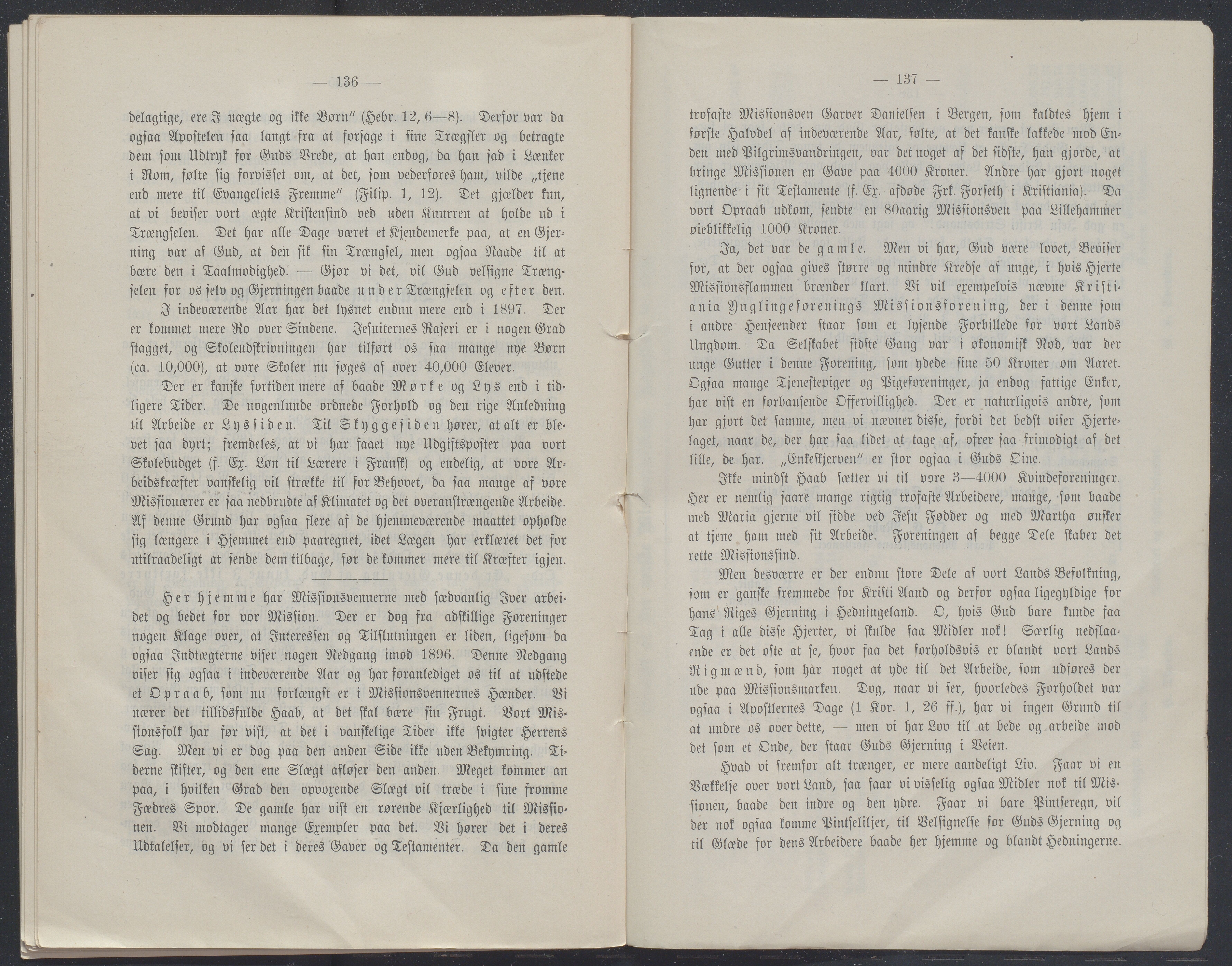 Det Norske Misjonsselskap - hovedadministrasjonen, VID/MA-A-1045/D/Db/Dba/L0339/0009: Beretninger, Bøker, Skrifter o.l   / Årsberetninger. Heftet. 56. , 1898, s. 136-137