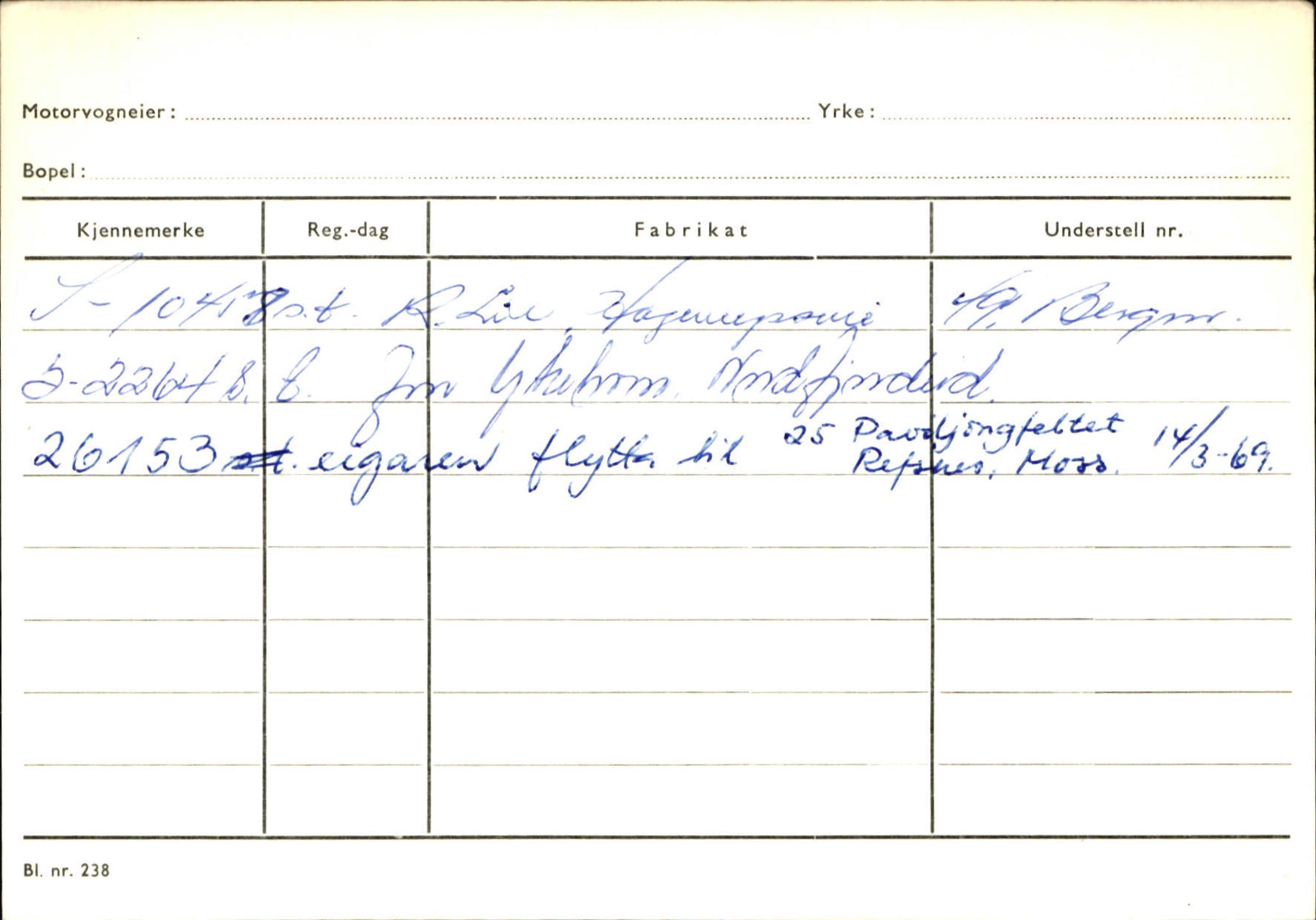 Statens vegvesen, Sogn og Fjordane vegkontor, SAB/A-5301/4/F/L0144: Registerkort Vågsøy A-R, 1945-1975, s. 1194