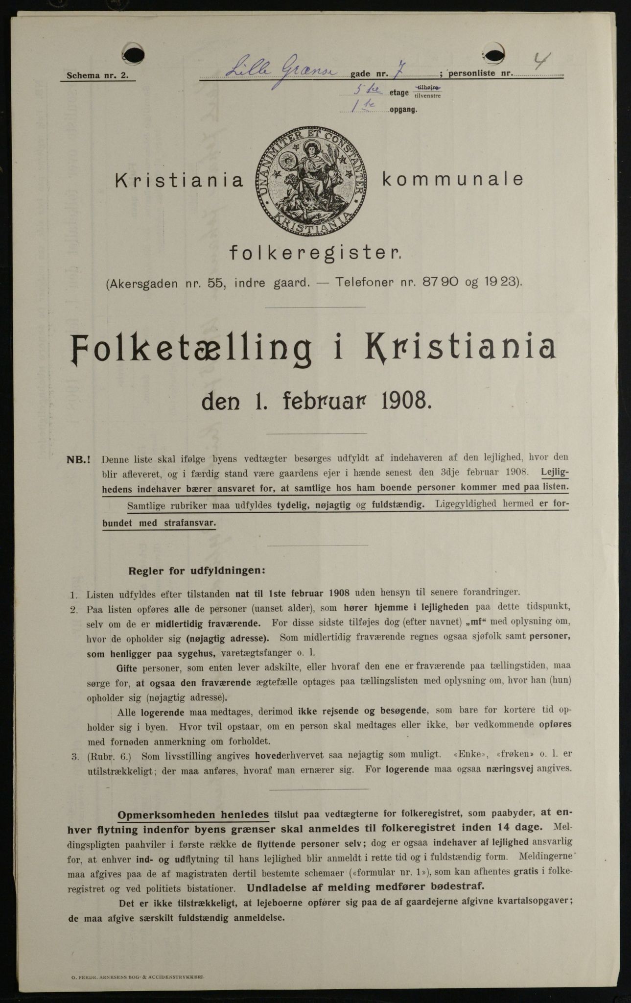 OBA, Kommunal folketelling 1.2.1908 for Kristiania kjøpstad, 1908, s. 51662