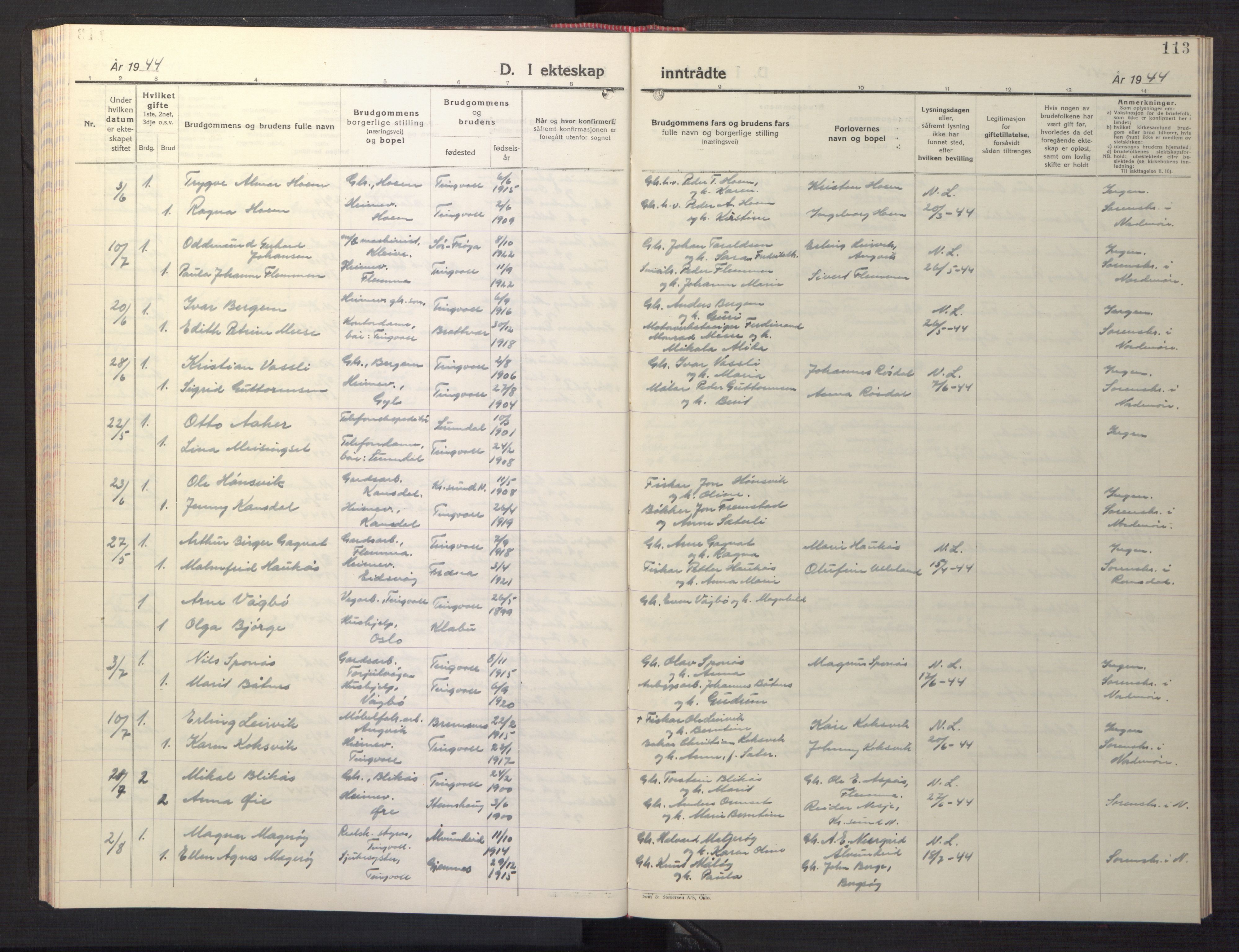 Ministerialprotokoller, klokkerbøker og fødselsregistre - Møre og Romsdal, AV/SAT-A-1454/586/L0996: Klokkerbok nr. 586C07, 1944-1949, s. 113