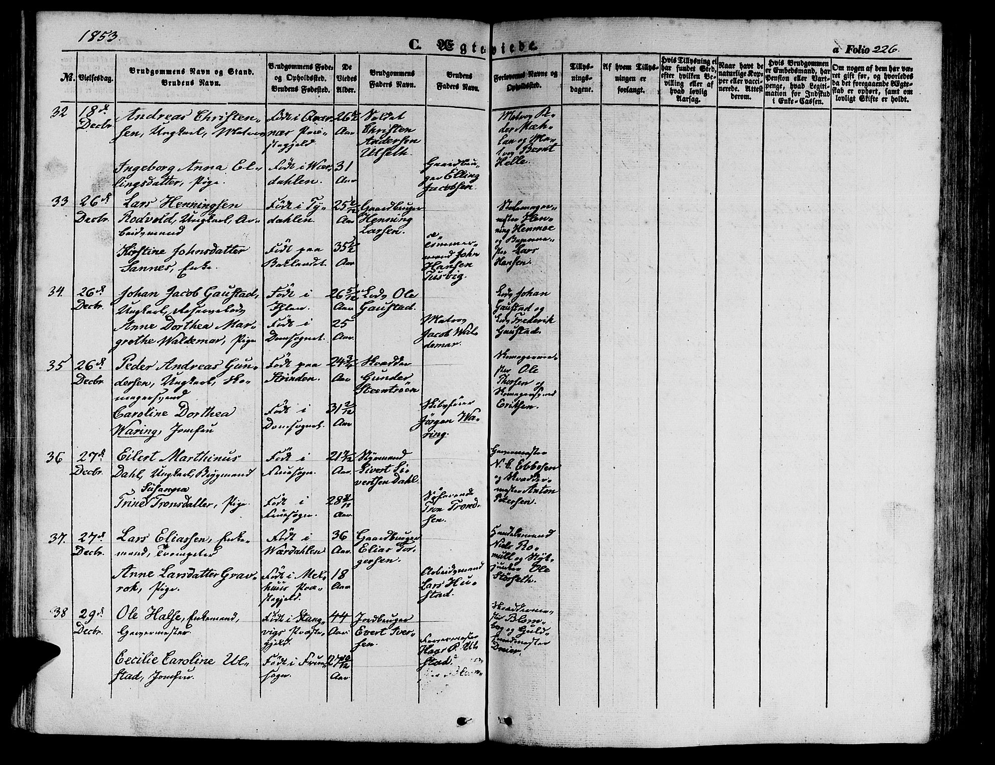 Ministerialprotokoller, klokkerbøker og fødselsregistre - Sør-Trøndelag, SAT/A-1456/602/L0137: Klokkerbok nr. 602C05, 1846-1856, s. 226